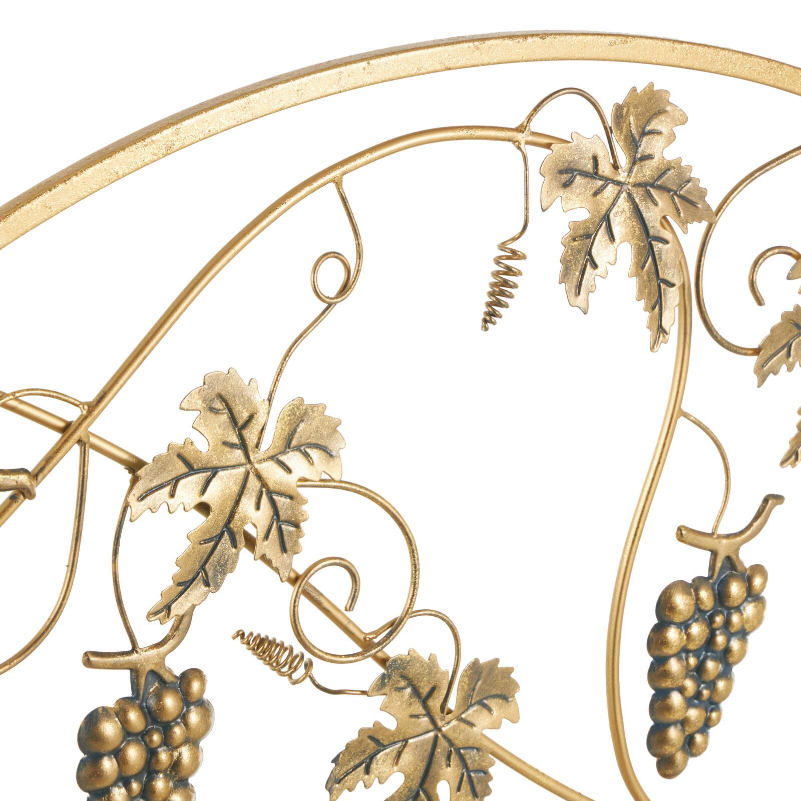 36" Gold Metal Fruit Foldable 3-Panel Fireplace Screen with Leaf Accents