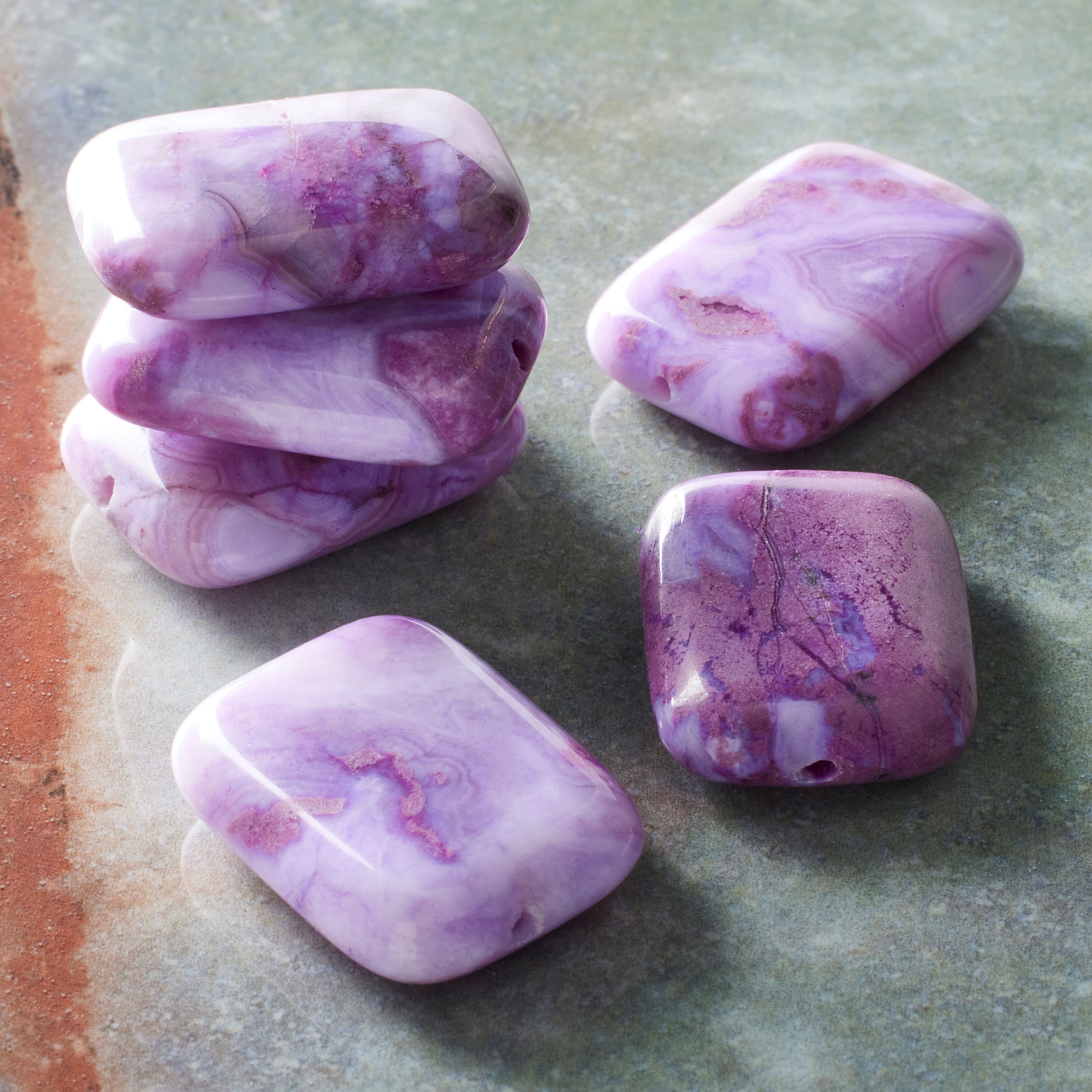 12 Pack:  Amethyst Ocean Rectangle Beads, 22mm by Bead Landing™