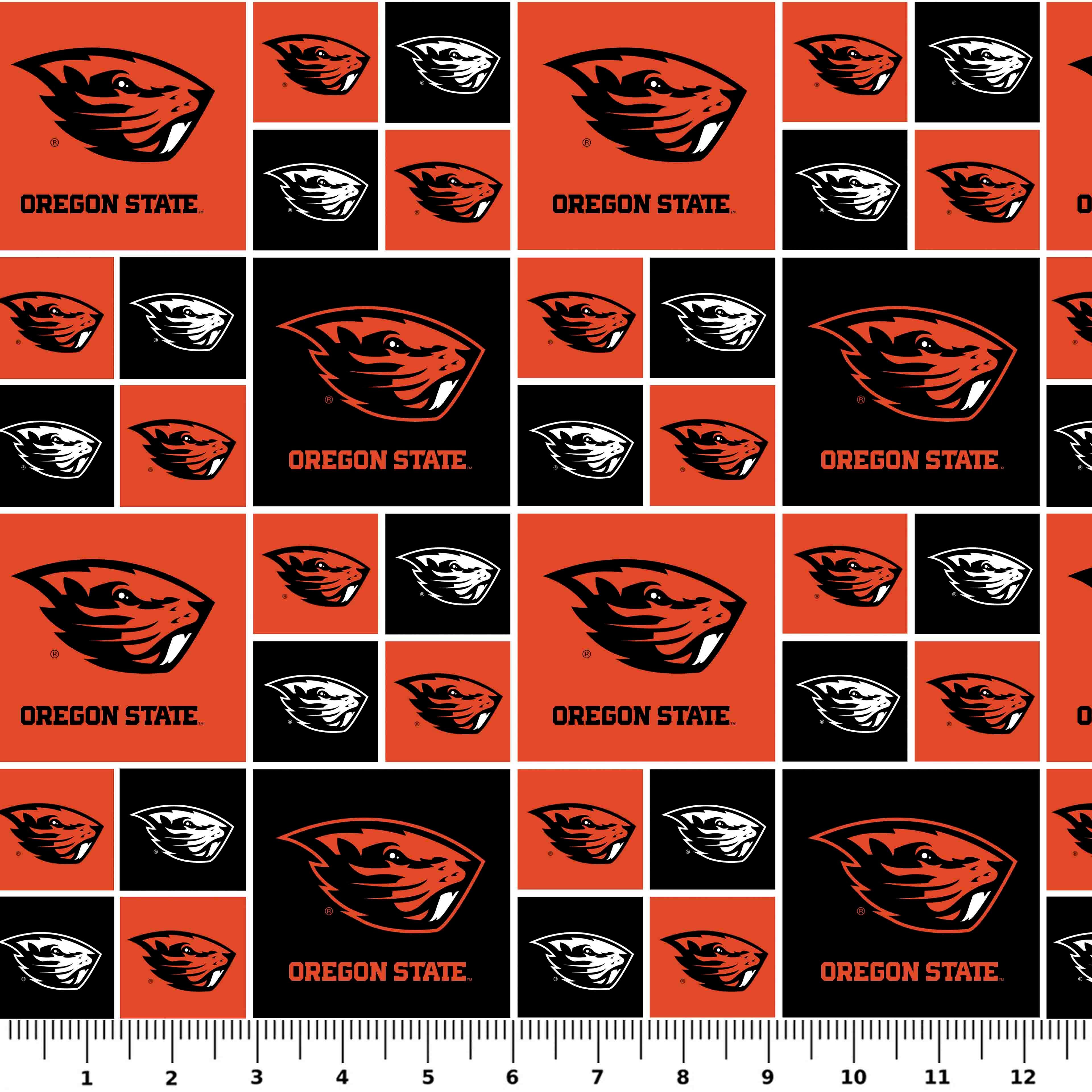 NCAA Oregon State University Beavers Block Cotton Fabric