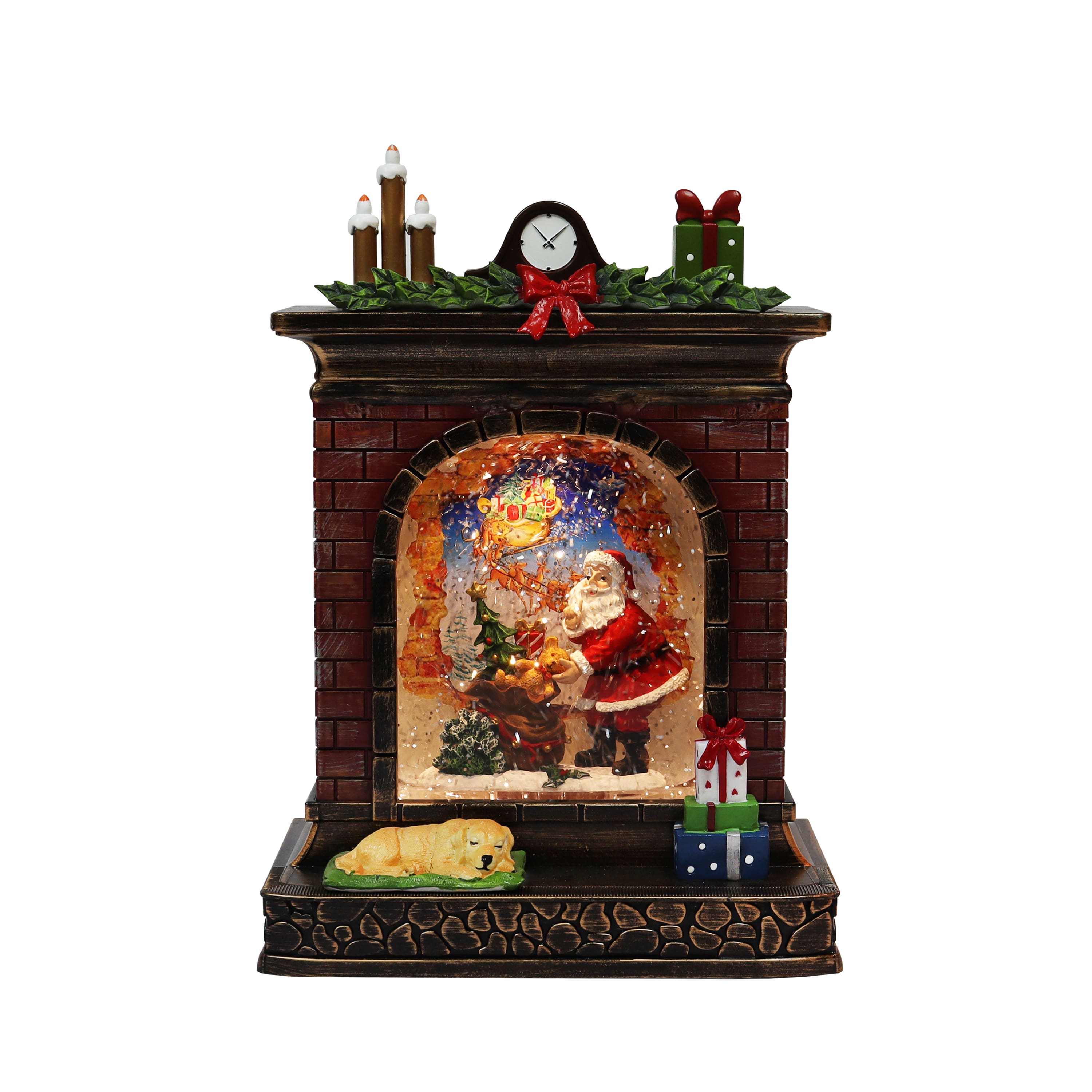 Moments in Time 10.2" Acrylic Fireplace with Santa Scene Décor