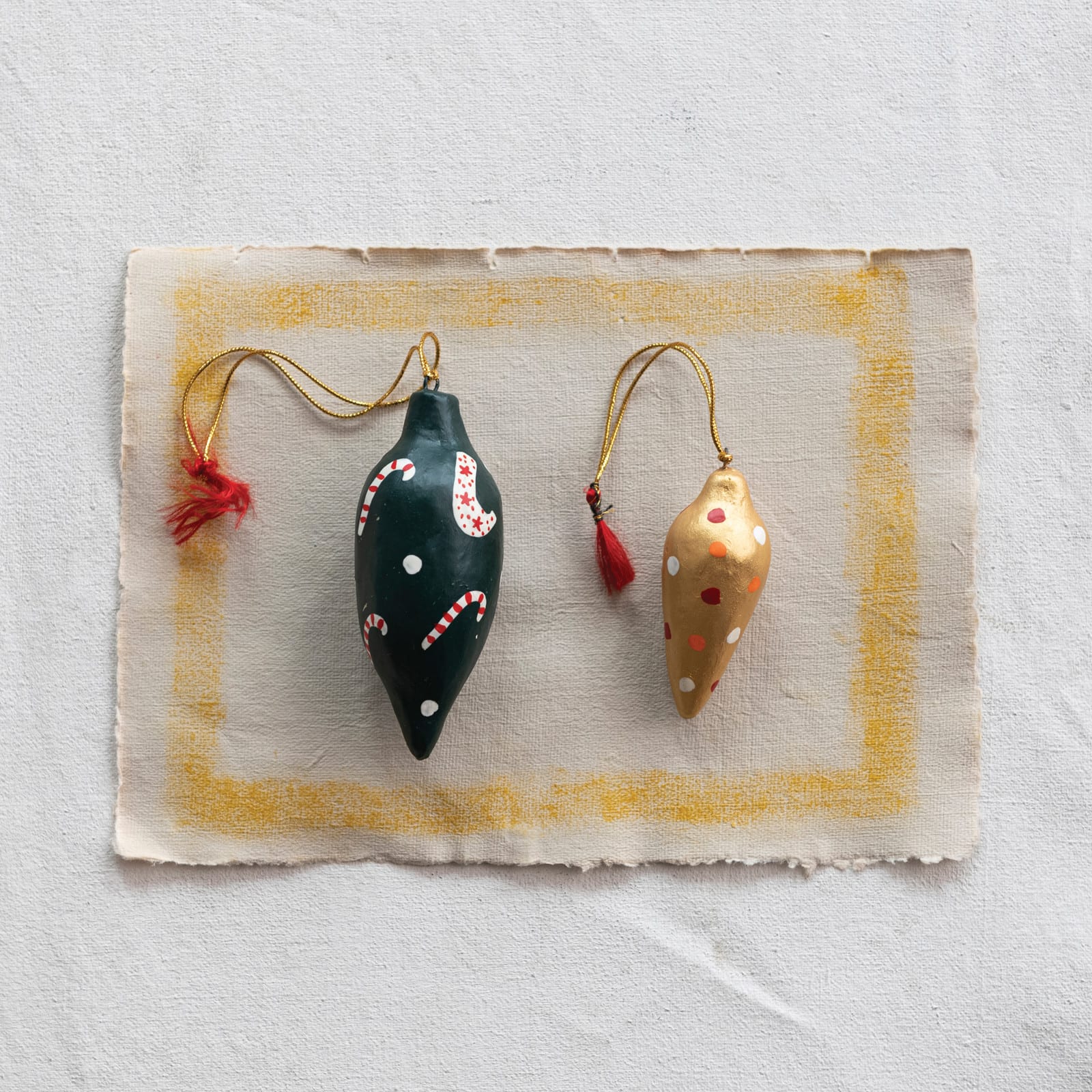 Hello Honey® Hand-Painted Paper Mache Bulb Ornament Set