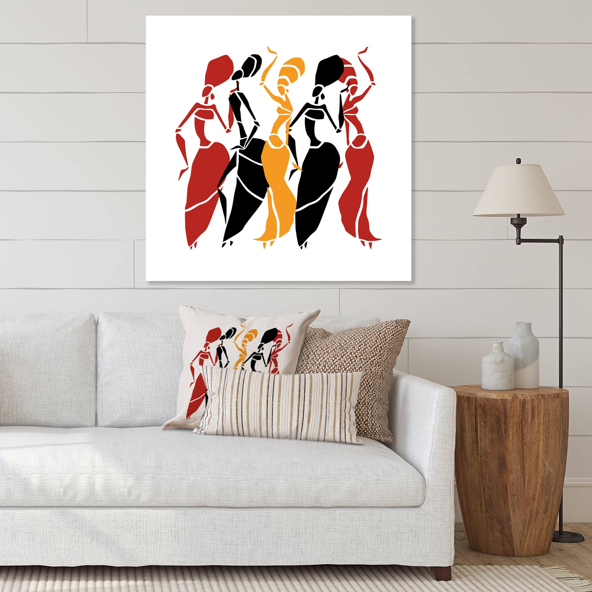 Designart - Beautiful Dancers African American Silhouettes - Modern Canvas Wall Art Print