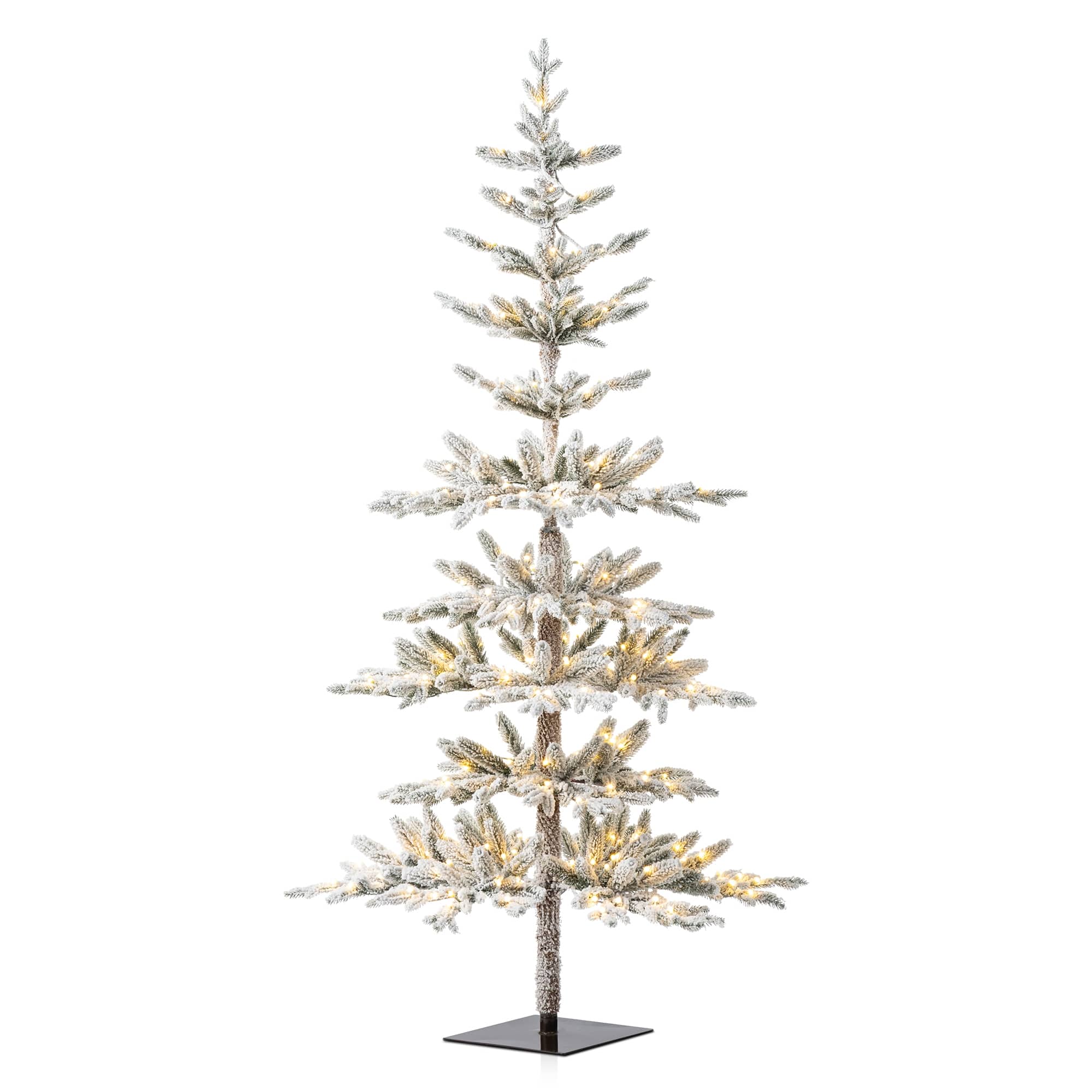 6ft. Pre-Lit Deluxe Flocked Slim Fir Artificial Christmas Tree, Warm White LED Lights