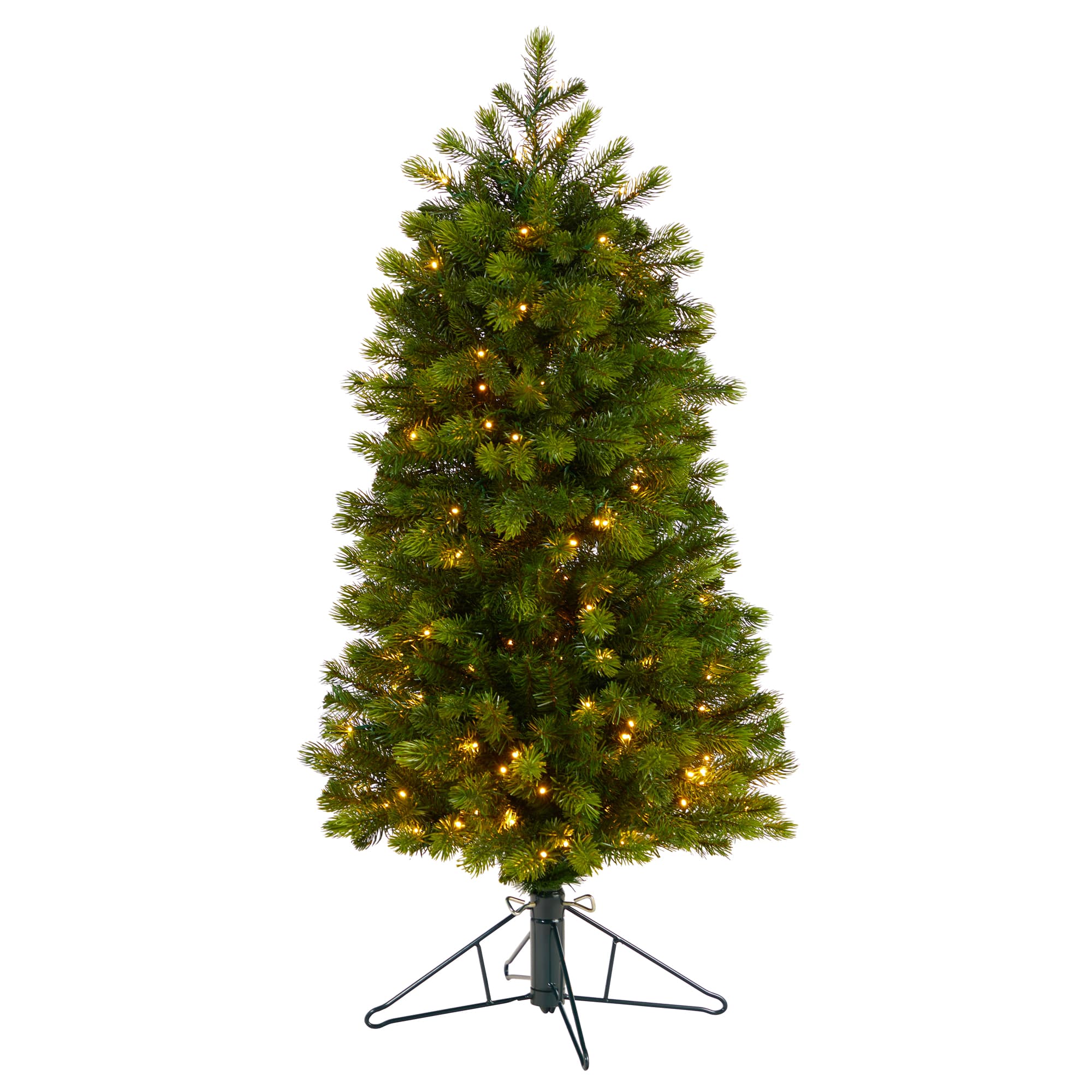 4ft. Pre-Lit Slim Colorado Mountain Spruce Artificial Christmas Tree, Warm White LED Lights