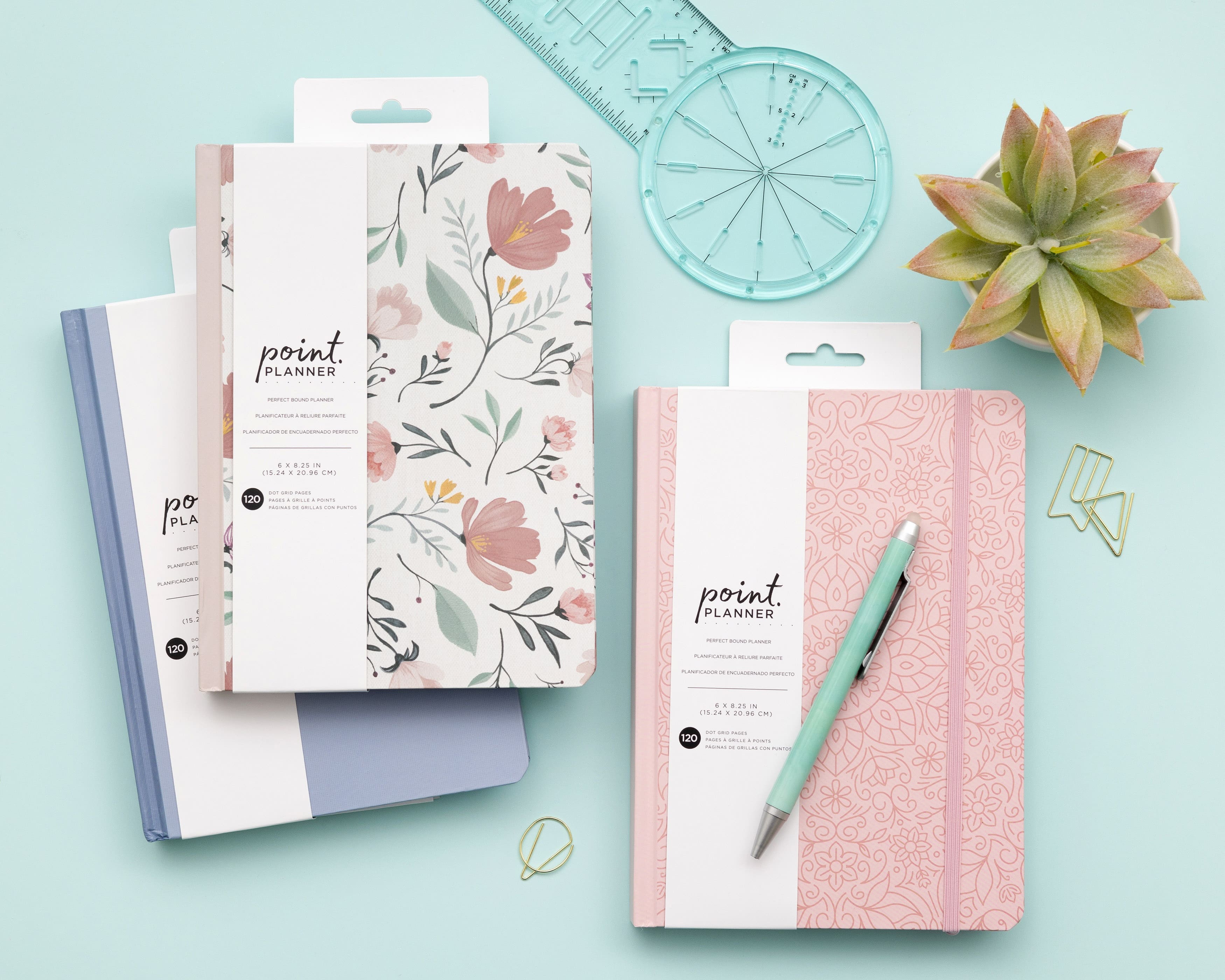 American Crafts™ 6" x 8.25" Pink Floral Dot Grid Perfect Point Bound Planner, 120 Sheets