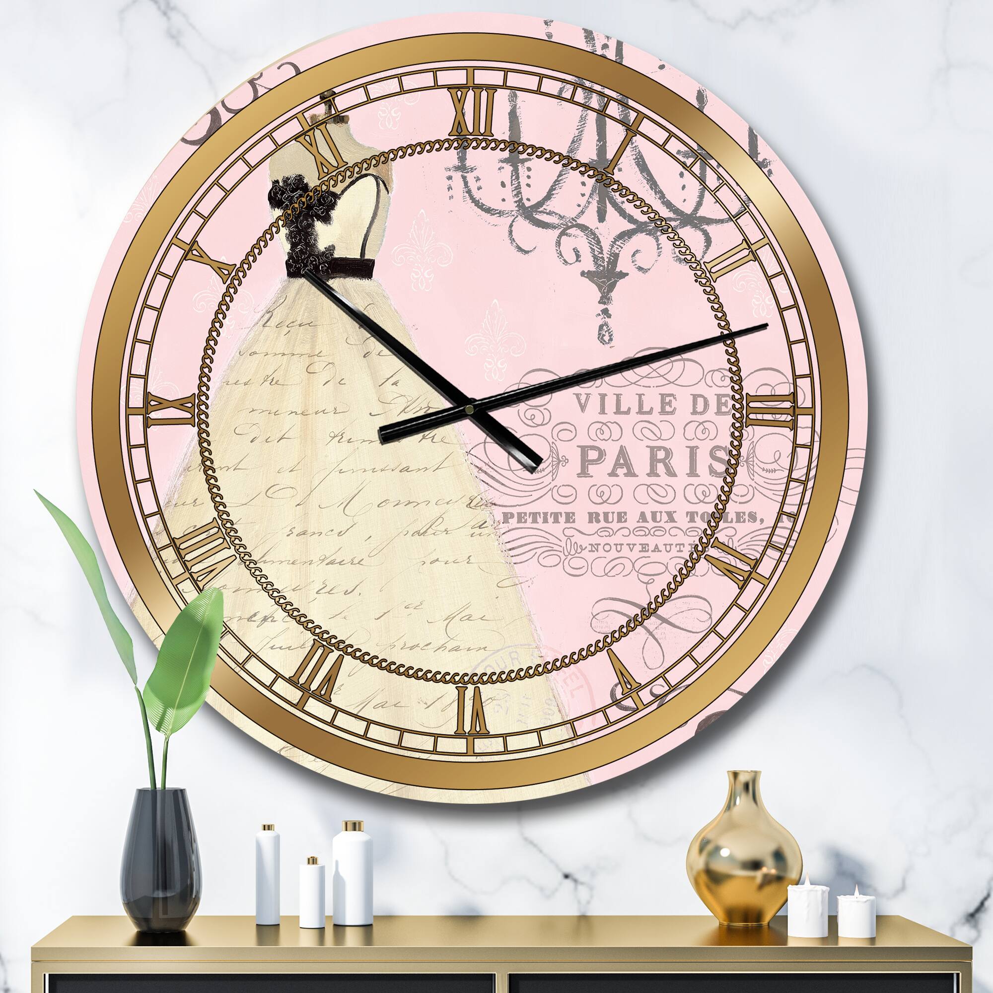 Designart 'French Chandeliers Couture Ii Glam Wall Clock