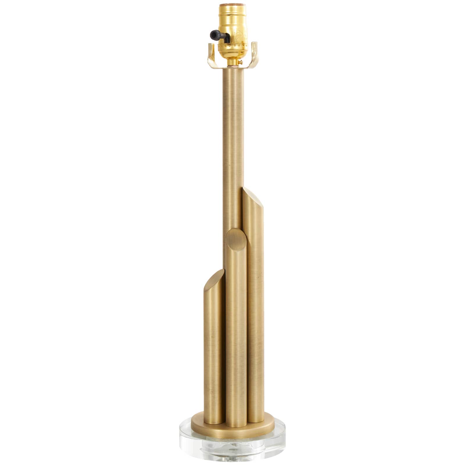 2ft. Gold Metal Abstract Tiered Pillar Accent Lamp with Glass Base
