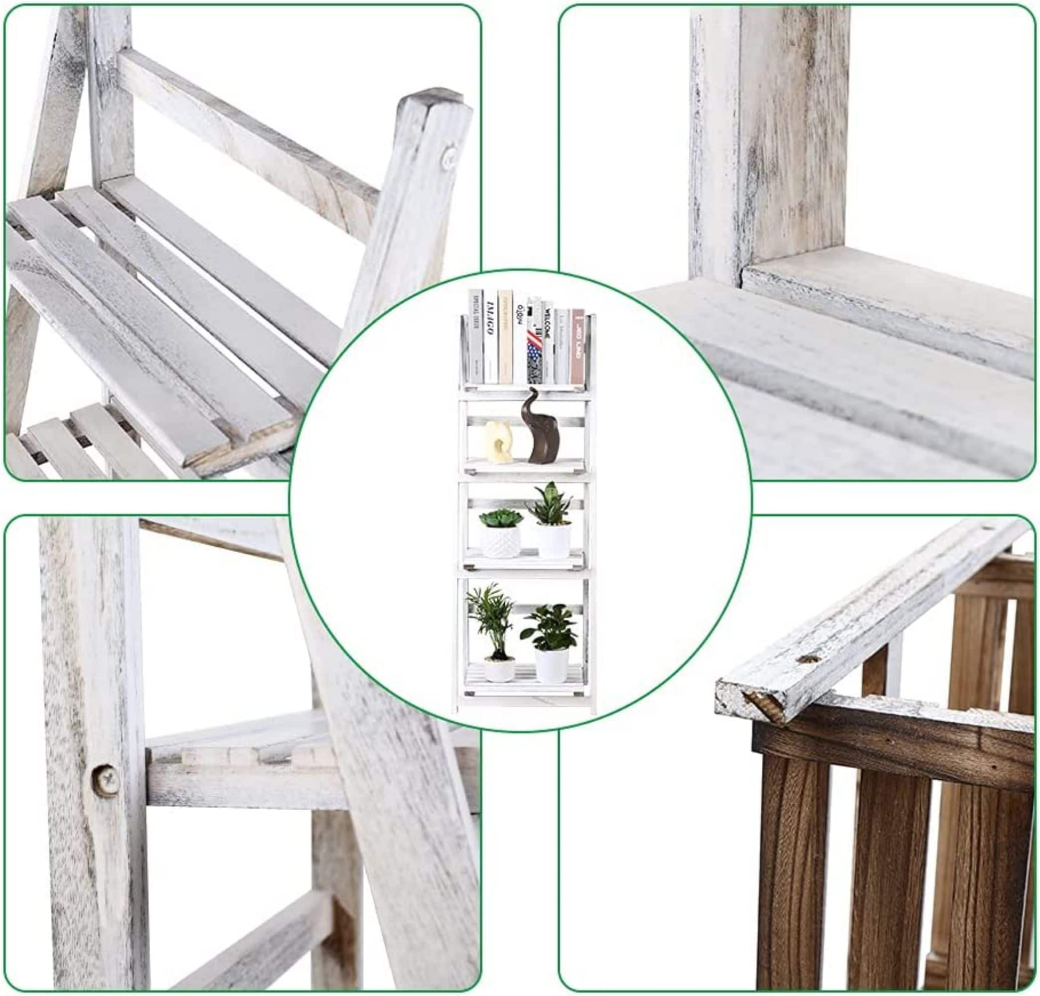 NEX™ 44" White 4 Tier Foldable Plant Shelf Storage Rack