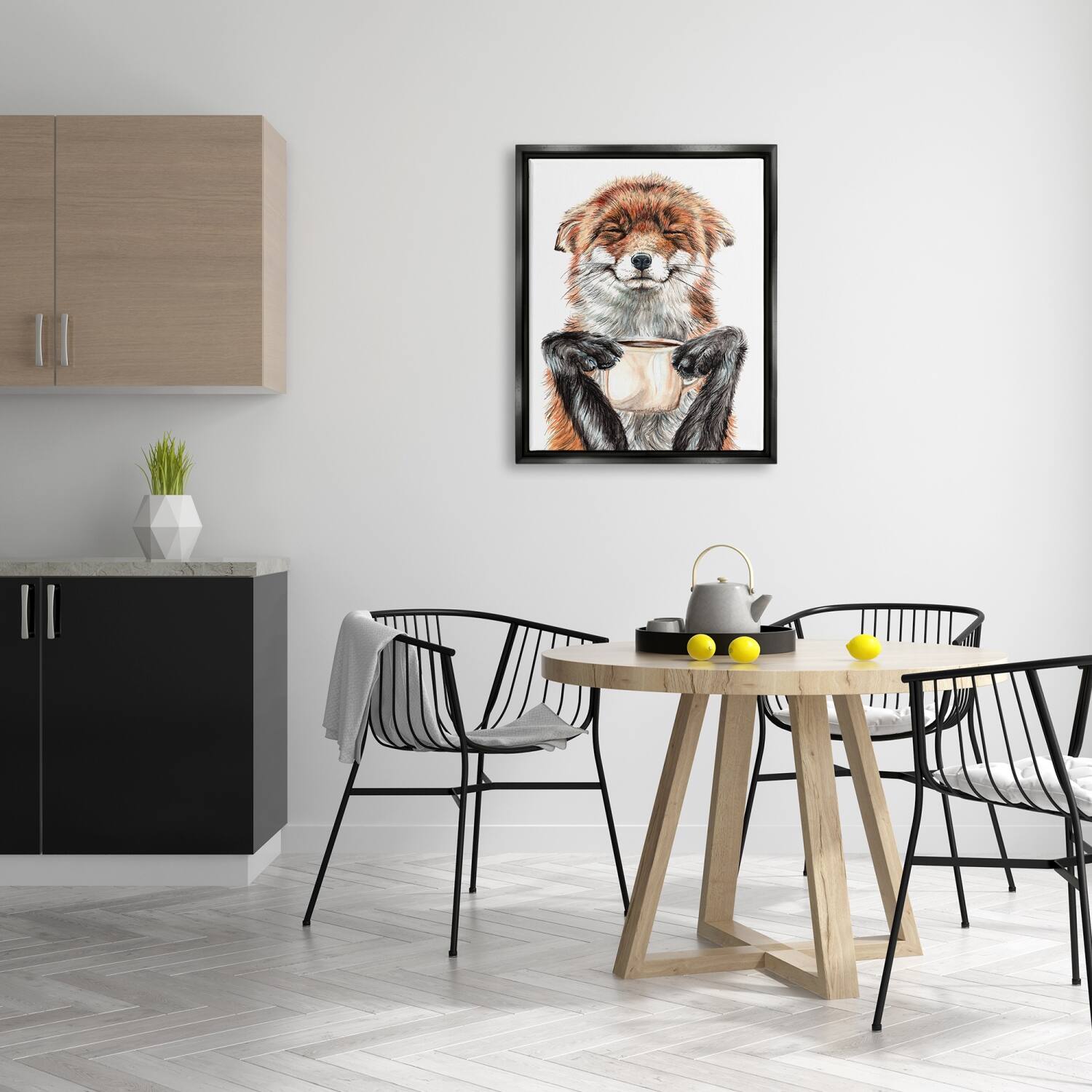Stupell Industries Happy Fox with Coffee Floater Framed Art