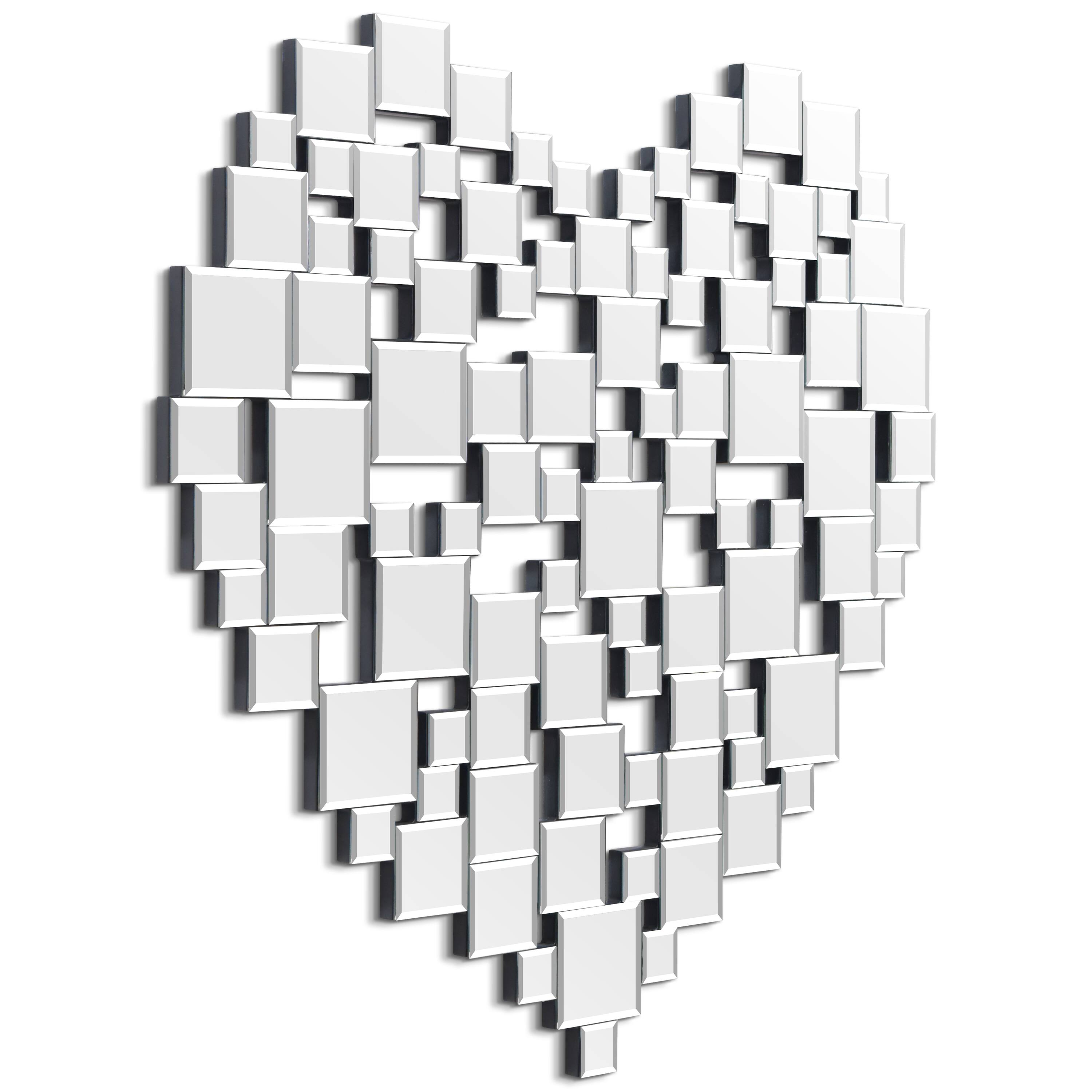 Empire Art Direct 32" x 32" Beveled Mirror Square Tessellation Heart-Shaped Wall Mirror