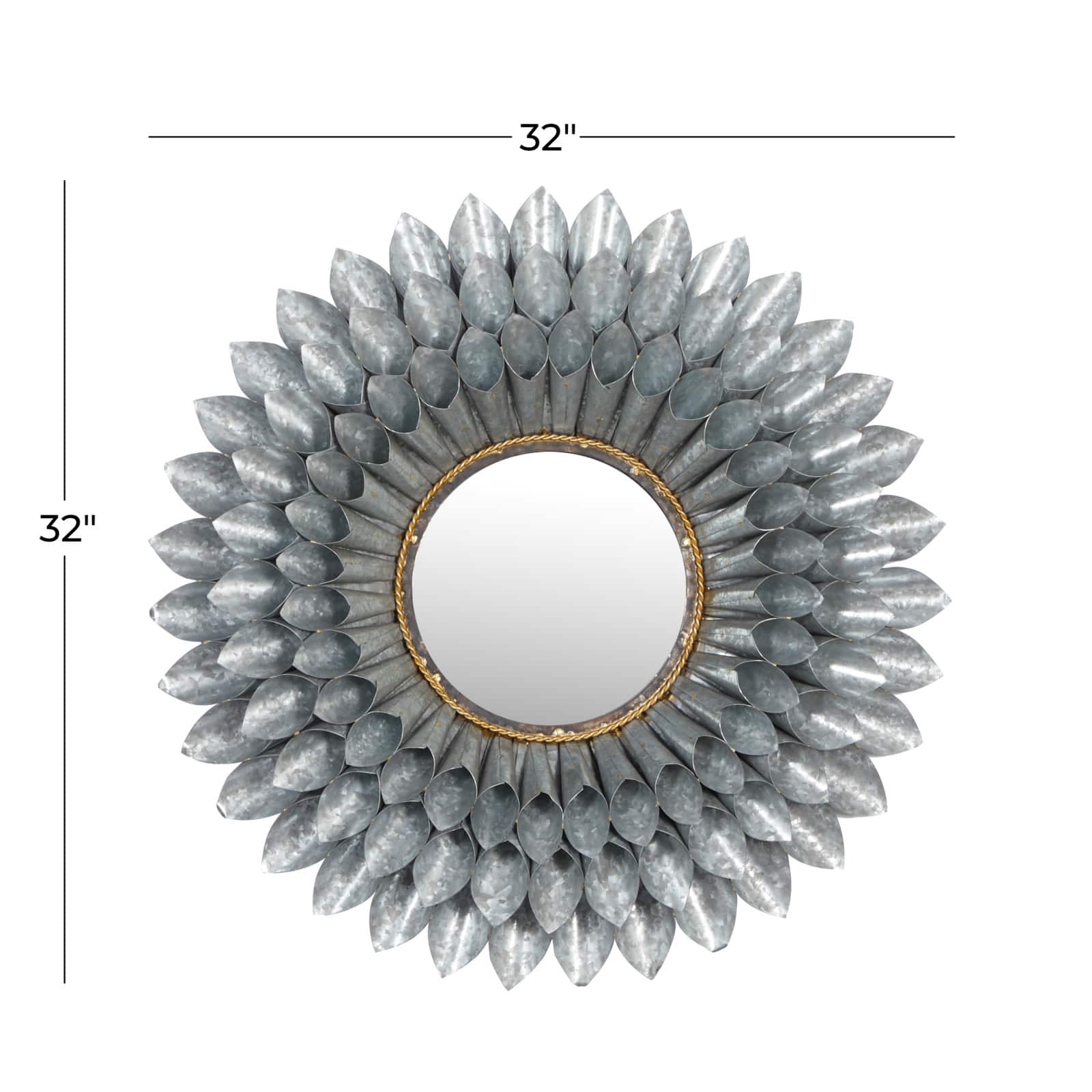 32" Gray Contemporary Galvanized Metal Wall Mirror
