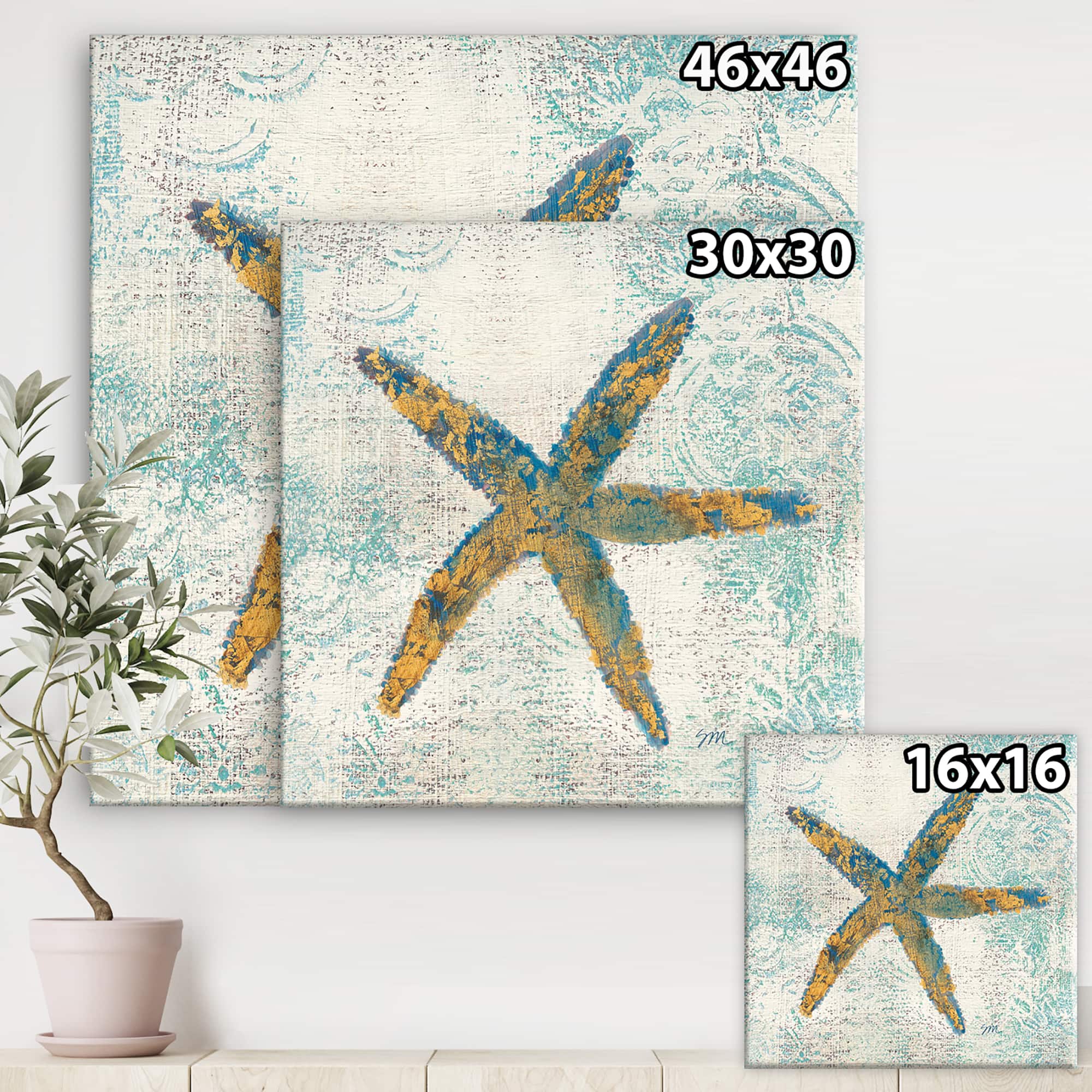 Designart - Coastal Pastel seashells III - Vintage Nautical Canvas Art