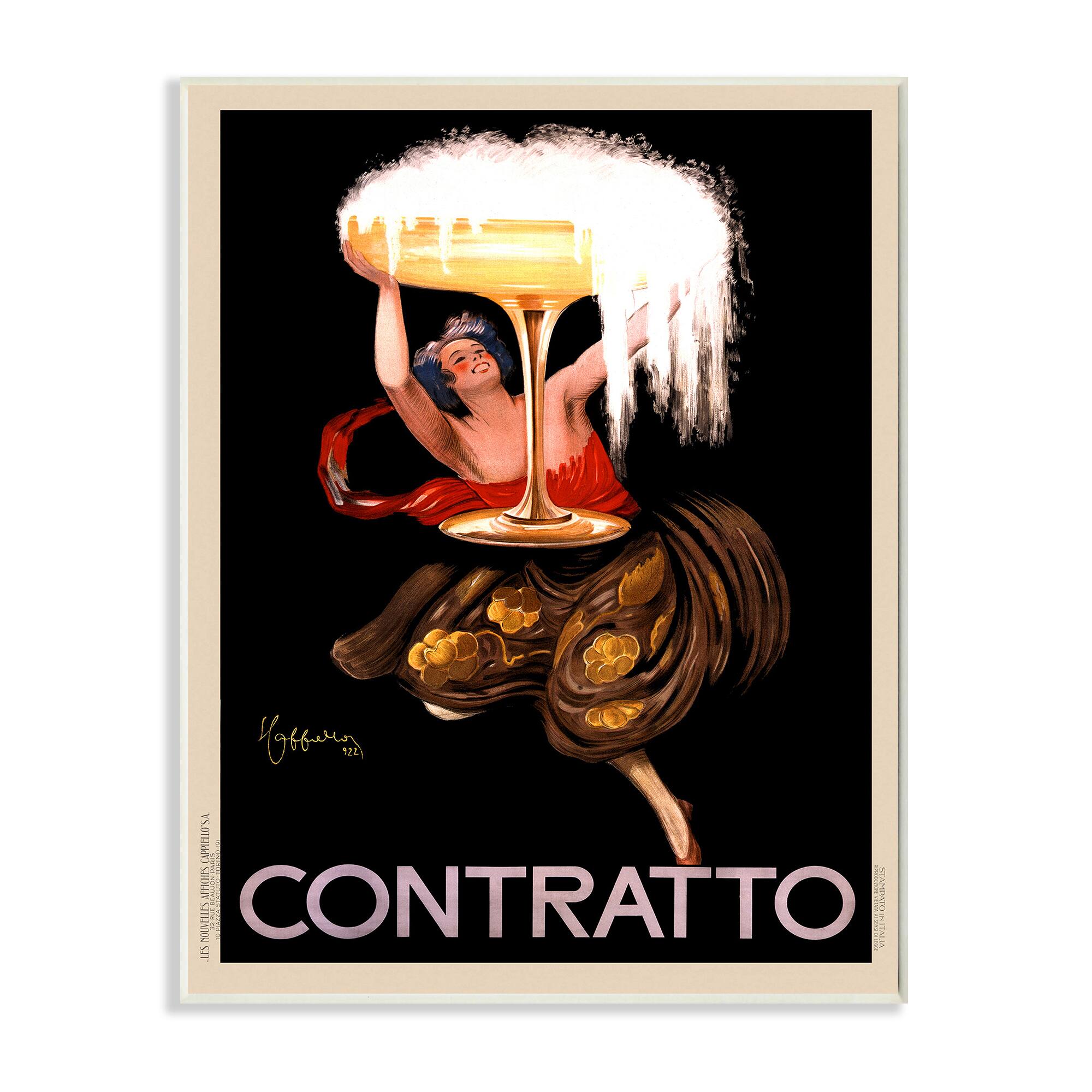 Stupell Industries Vintage Vermouth Cocktail Illustrative Advertisement Contratto Wall Plaque