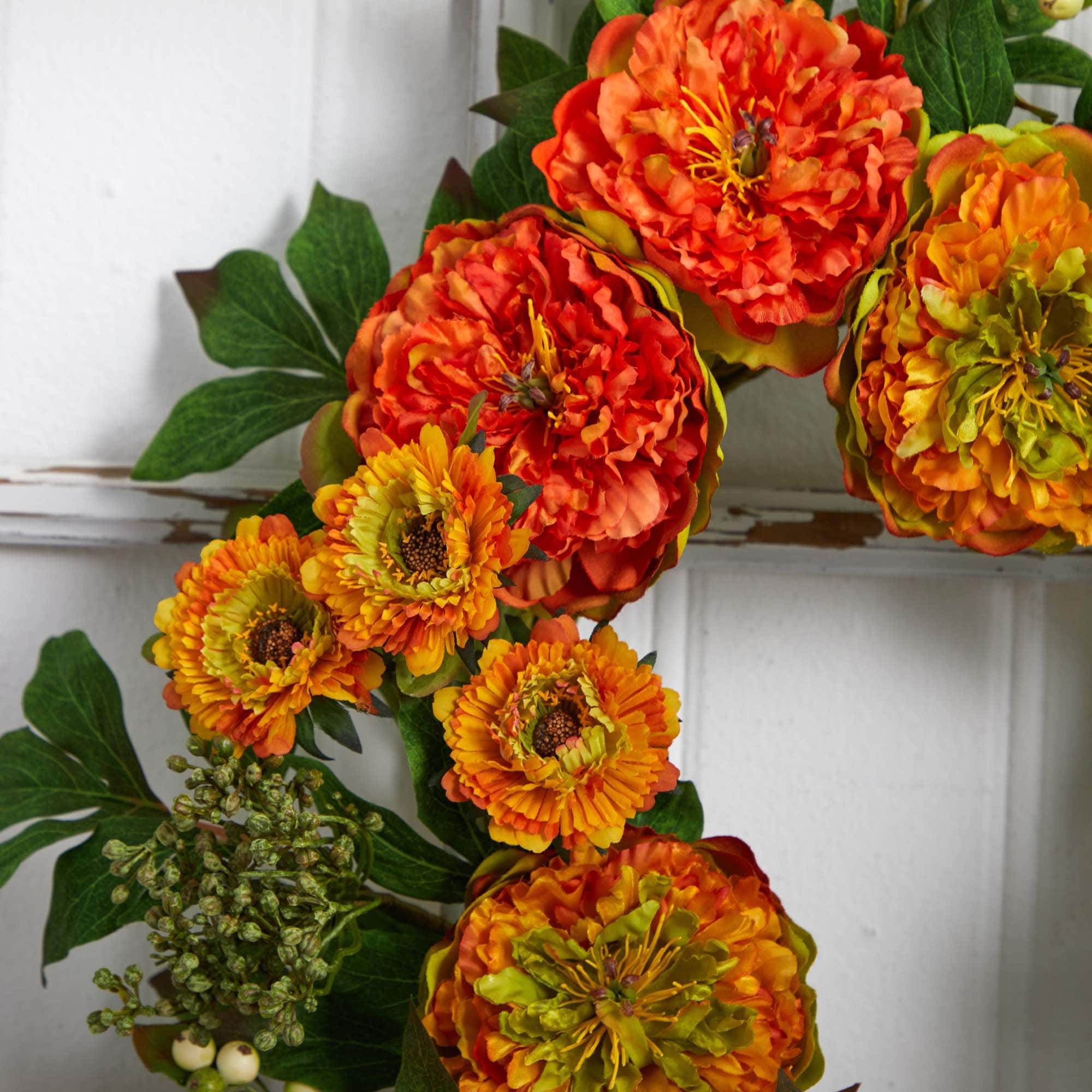 24” Peony and Mum Wreath