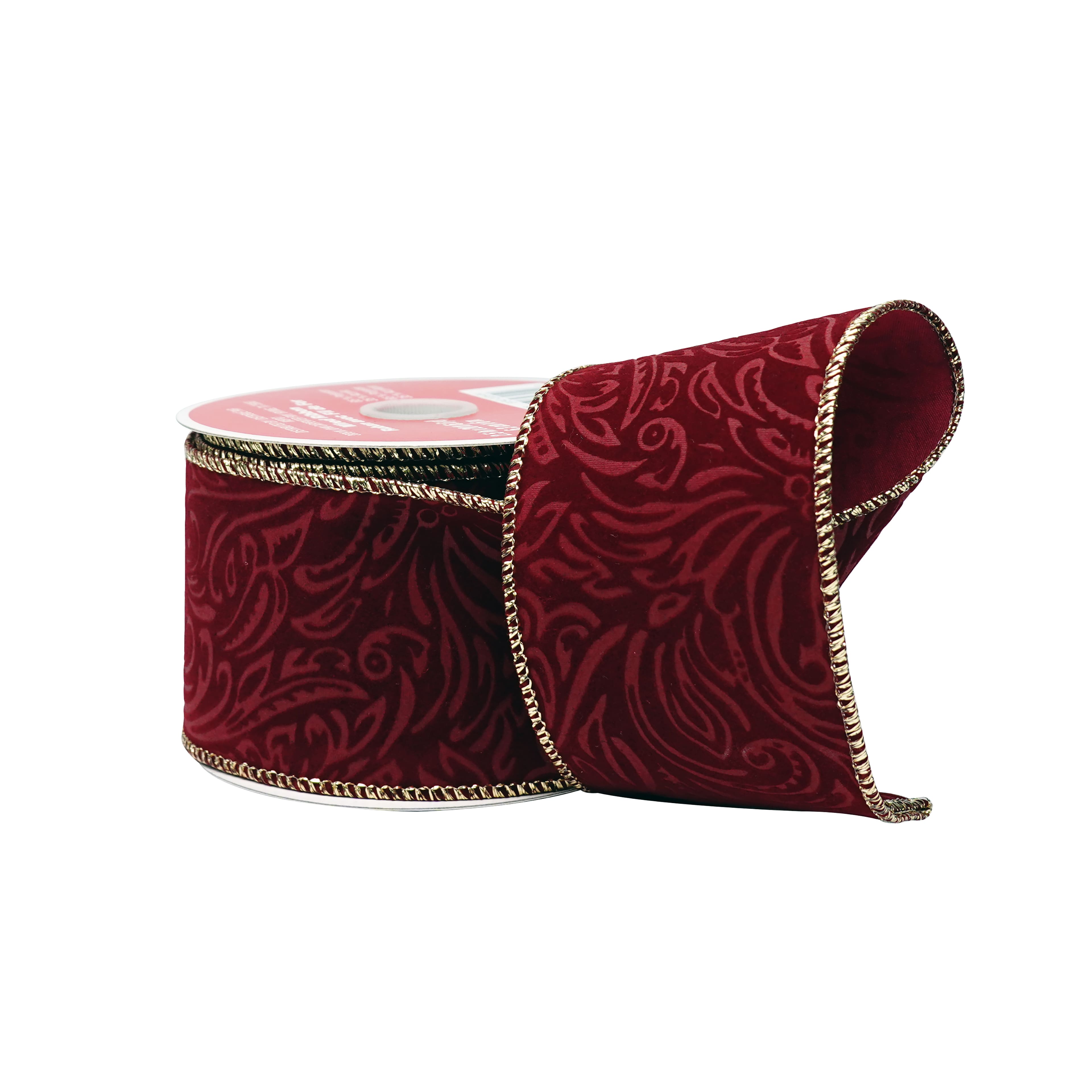 2.5" x 6.6yd. Burgundy Swirl Wired Velvet Ribbon by Celebrate It®