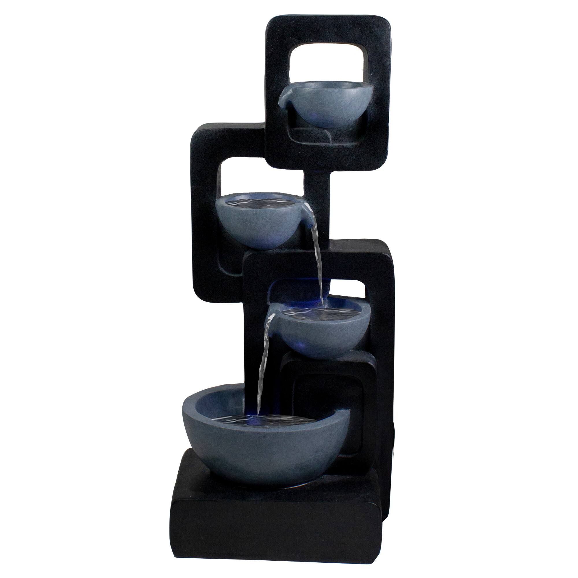 32" Black & Gray 4-tier Modern Outdoor Garden Water Fountain