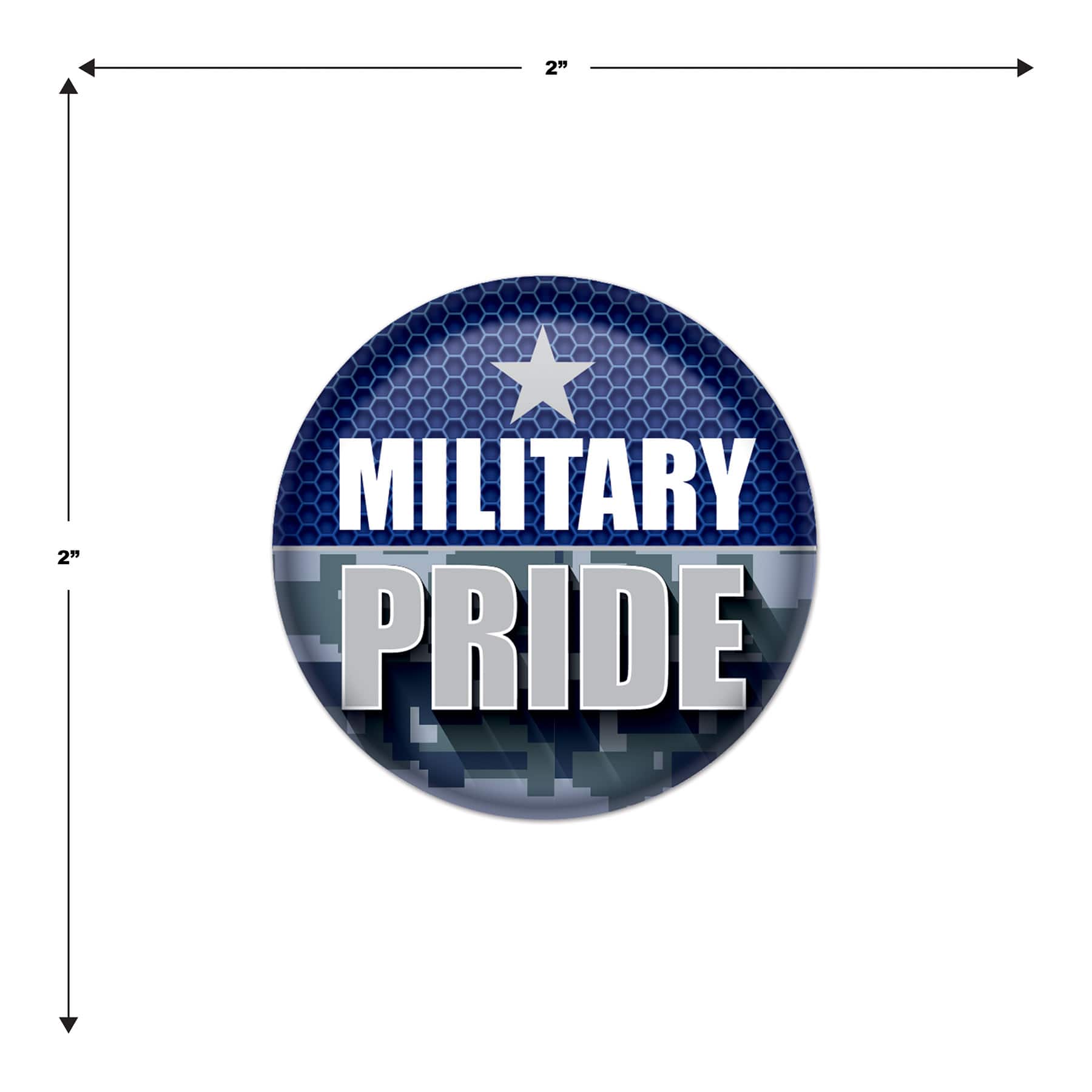 Beistle 2" Blue Camouflage Military Pride Buttons, 6ct.