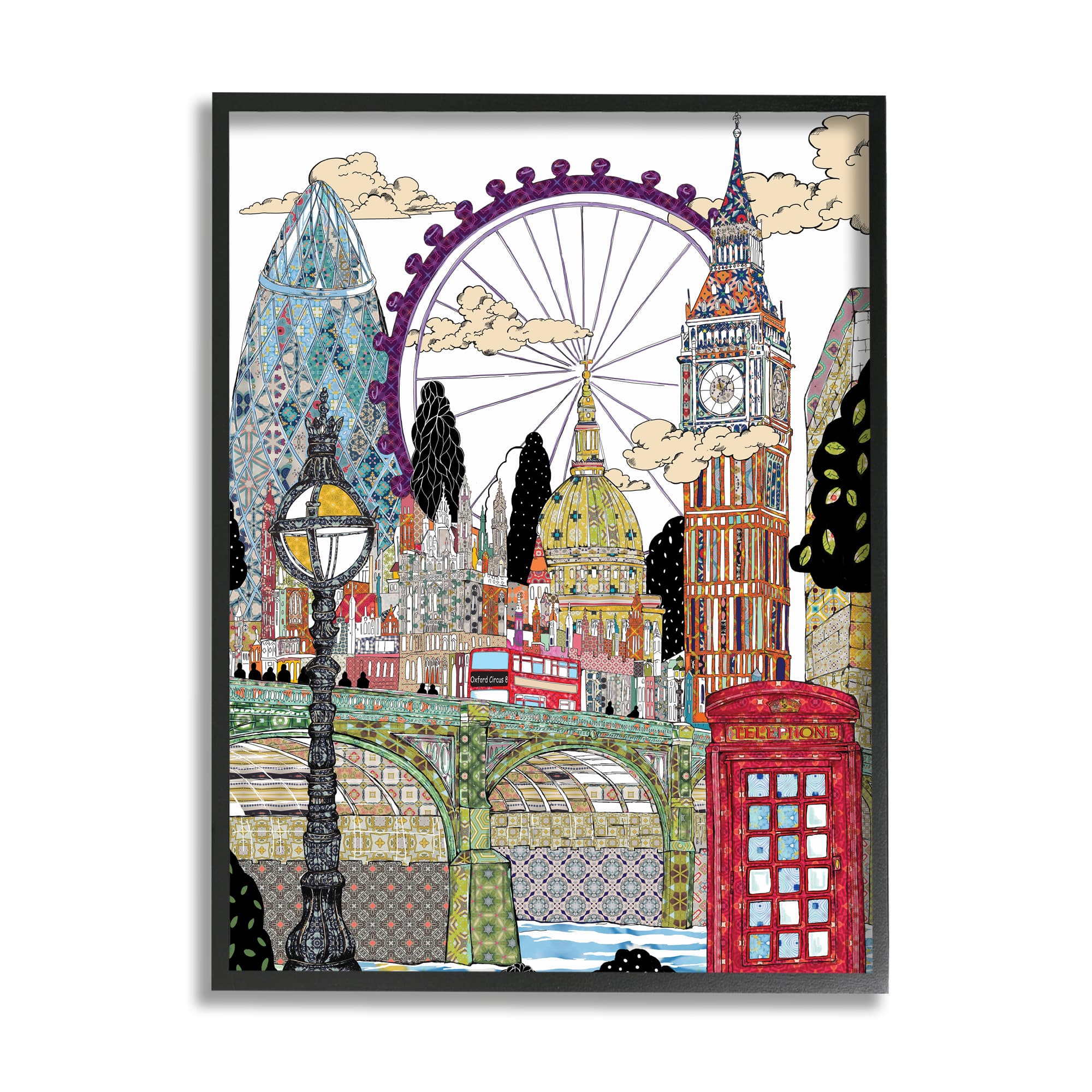Stupell Industries Arabesque London Landmarks Black Framed Wall Art