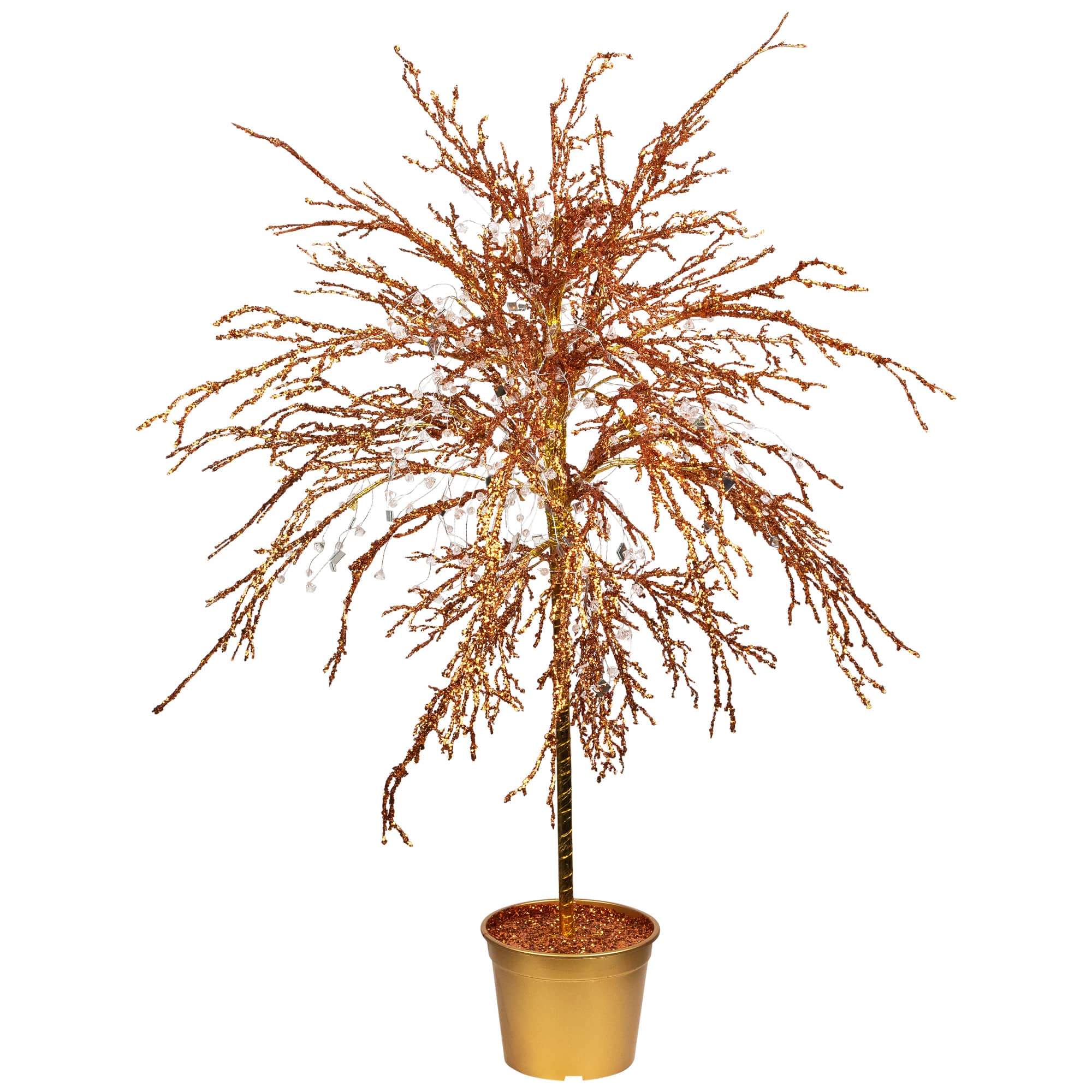 3.8ft. Unlit Crystallized Gold Glitter Artificial Potted Christmas Tree