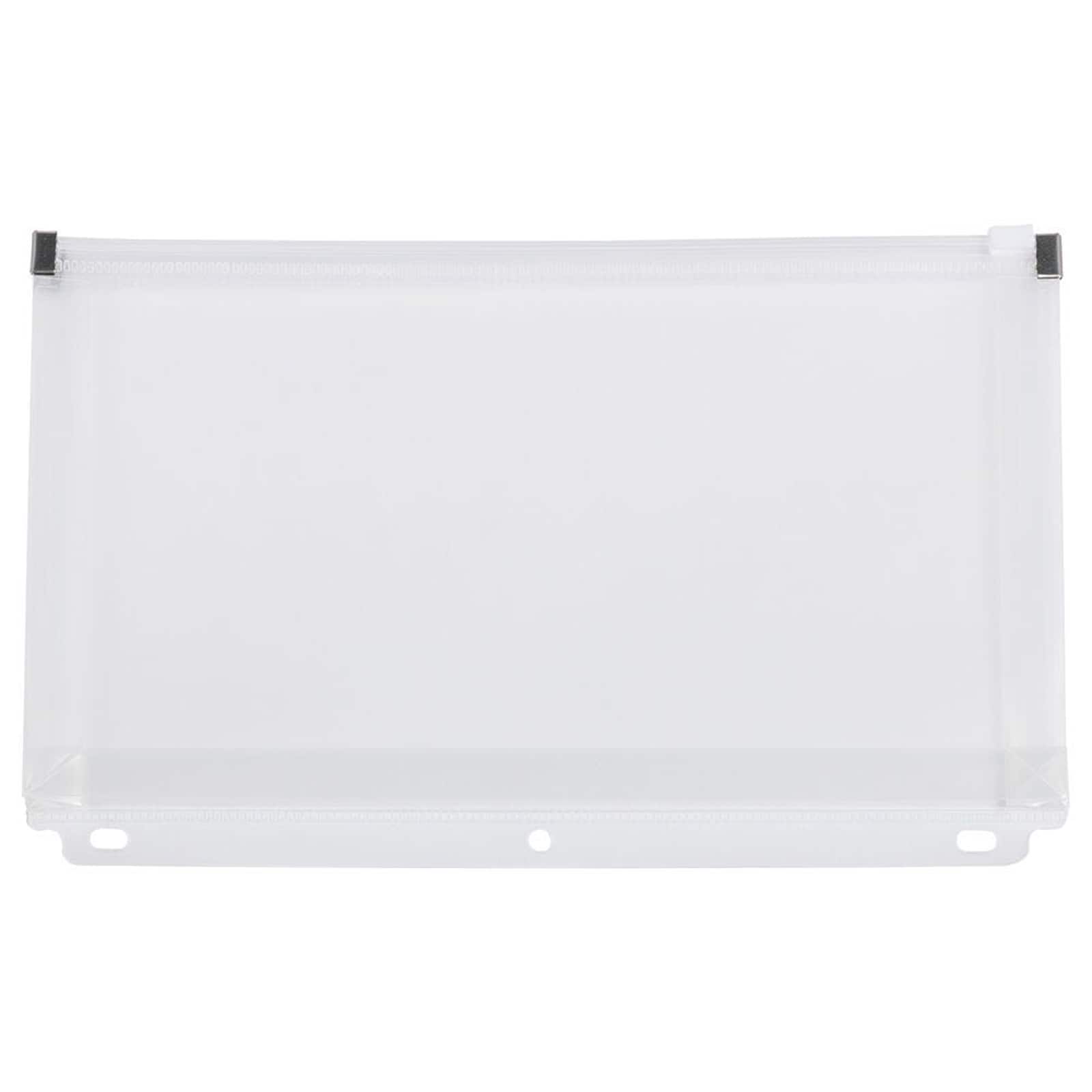JAM Paper 6" x 9.5" Clear Plastic 3 Hole Punch Zip Envelopes, 24ct.