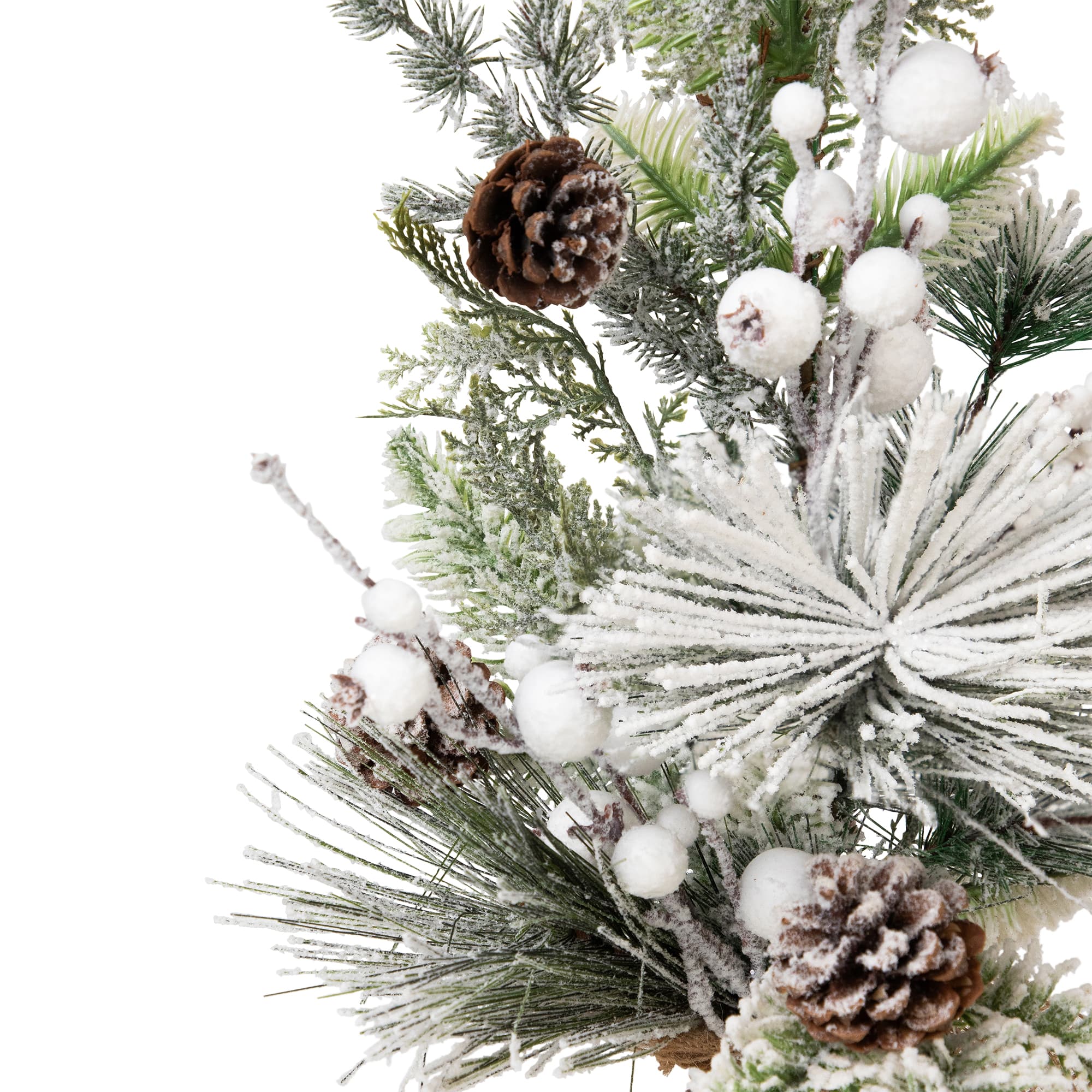 Northlight 20" Unlit Flocked & Frosted Mixed Foliage Artificial Christmas Tree in Burlap Base