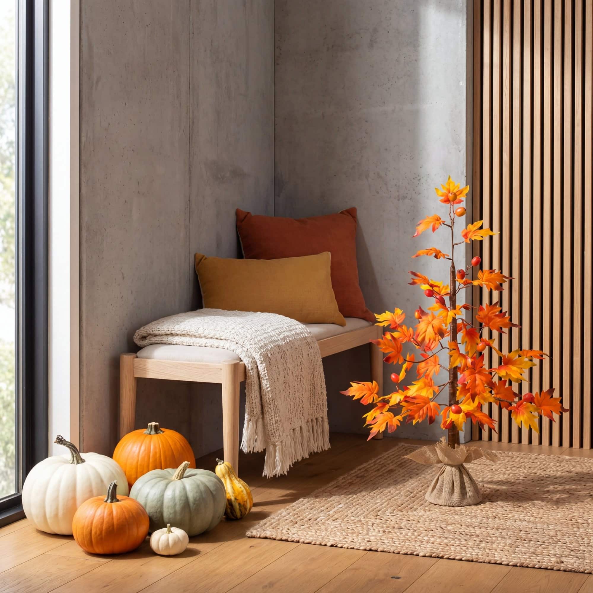 3ft. Autumn Maple Artificial Fall Tree with Berries in Burlap Wrapped Base