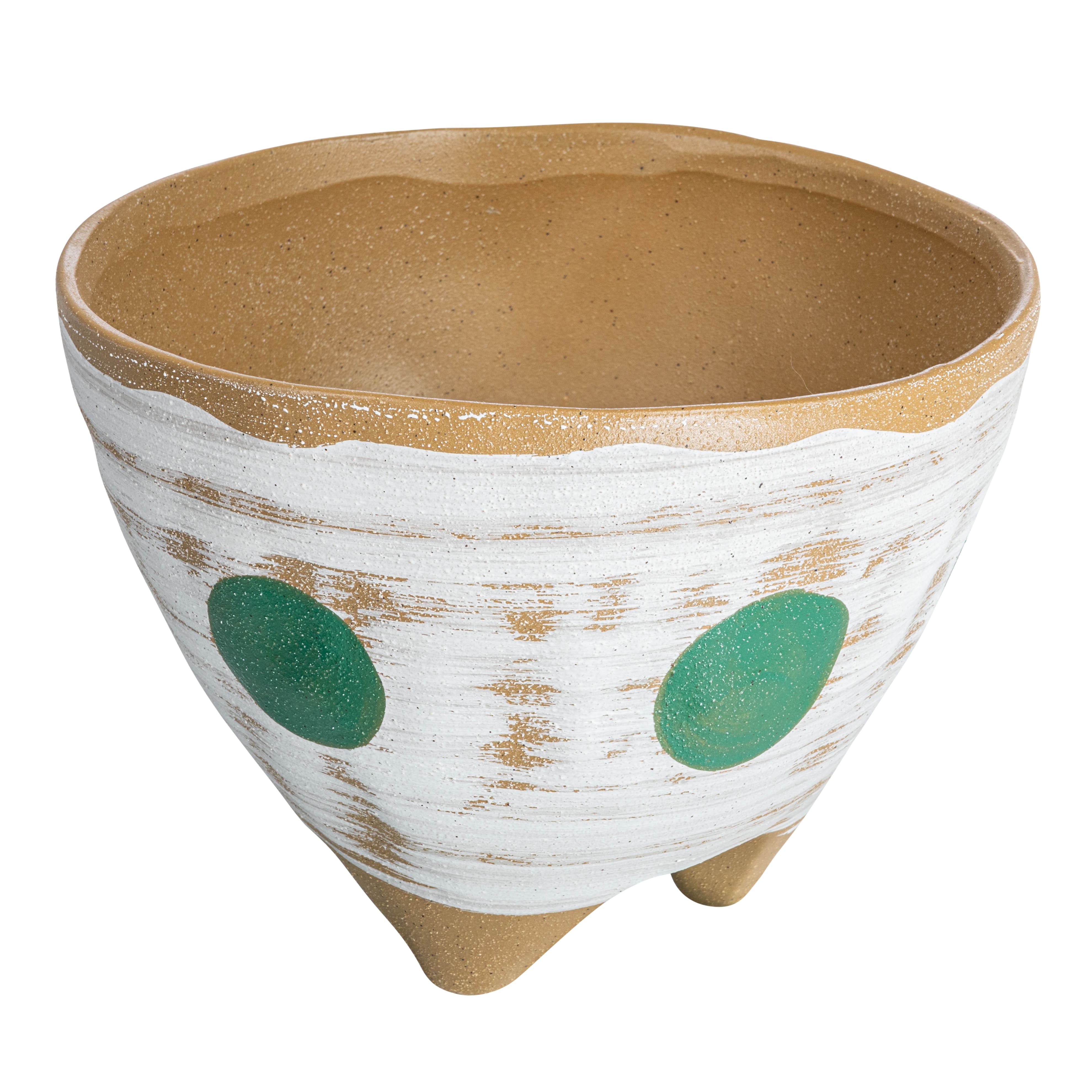 Hello Honey® 8" Multicolor Boho Stoneware Footed Planter with Painted Geometric Design