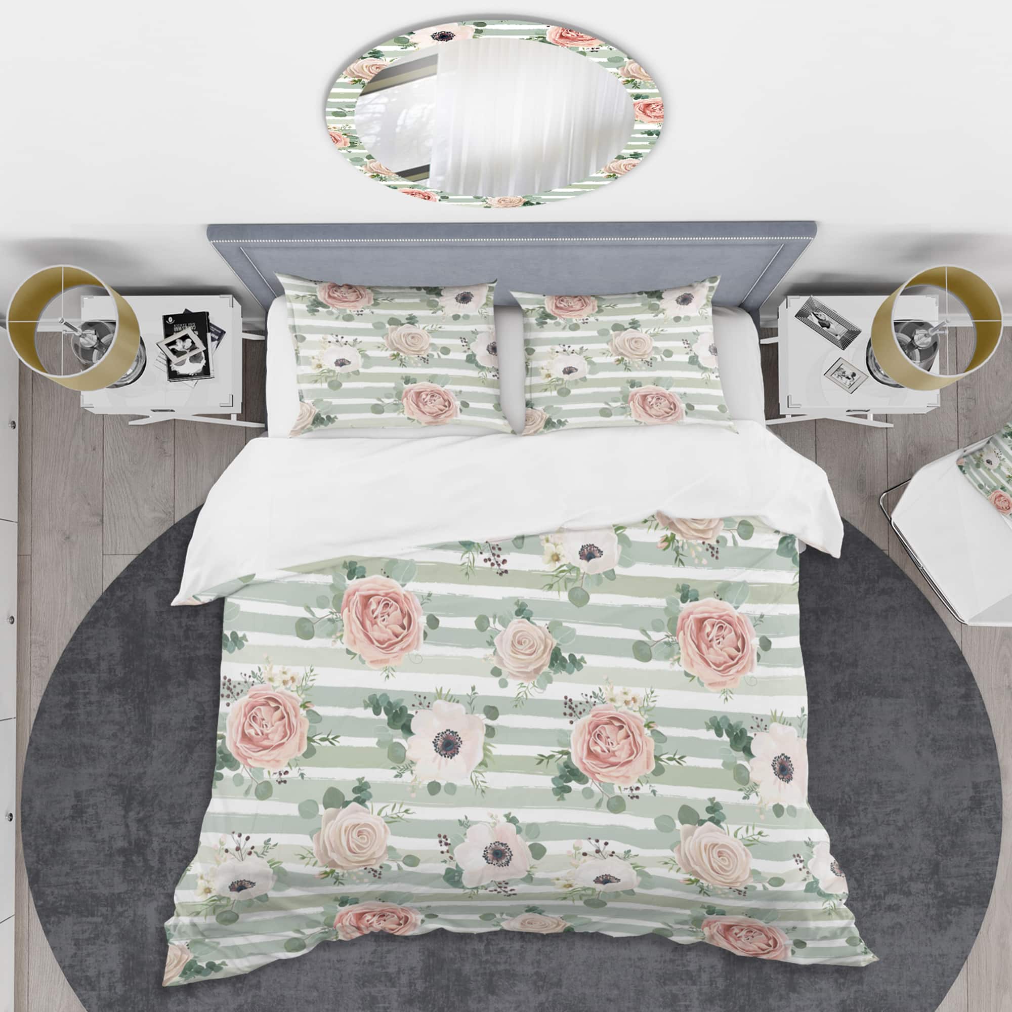 Designart 'Floral Retro Pattern V' Mid-Century Duvet Cover Set