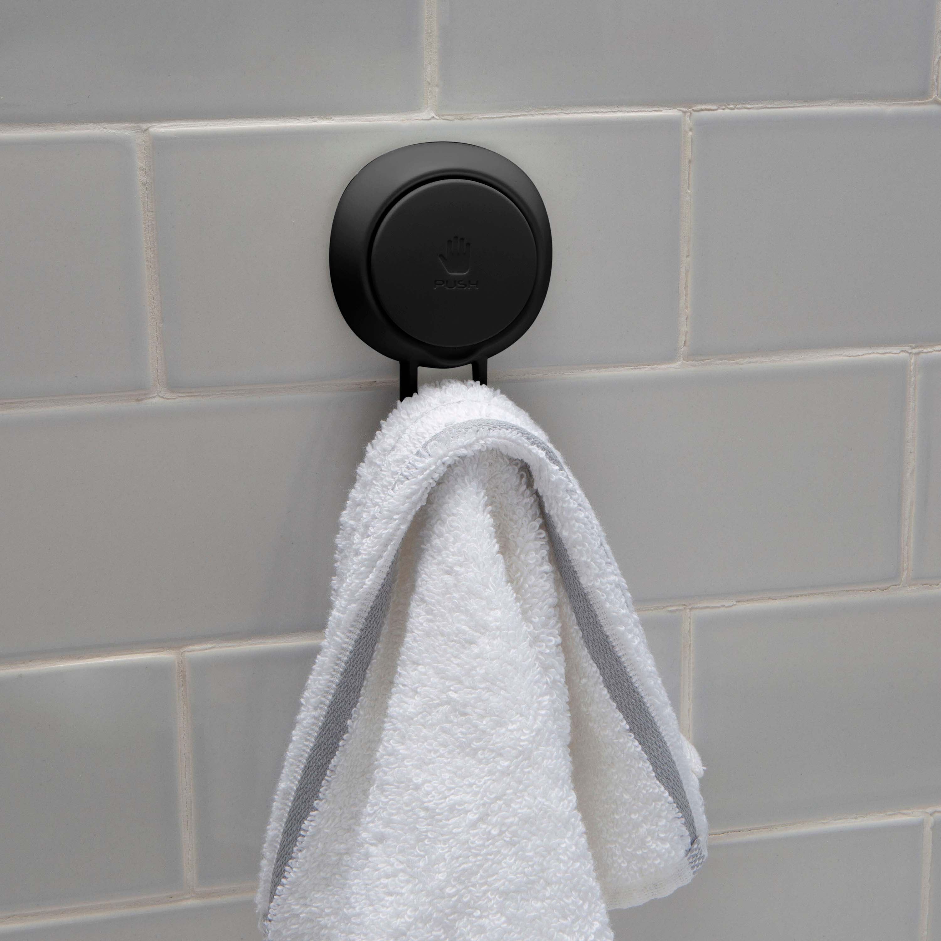 Bath Bliss 4 Pack Matte Black Gel-Suction Power Hooks