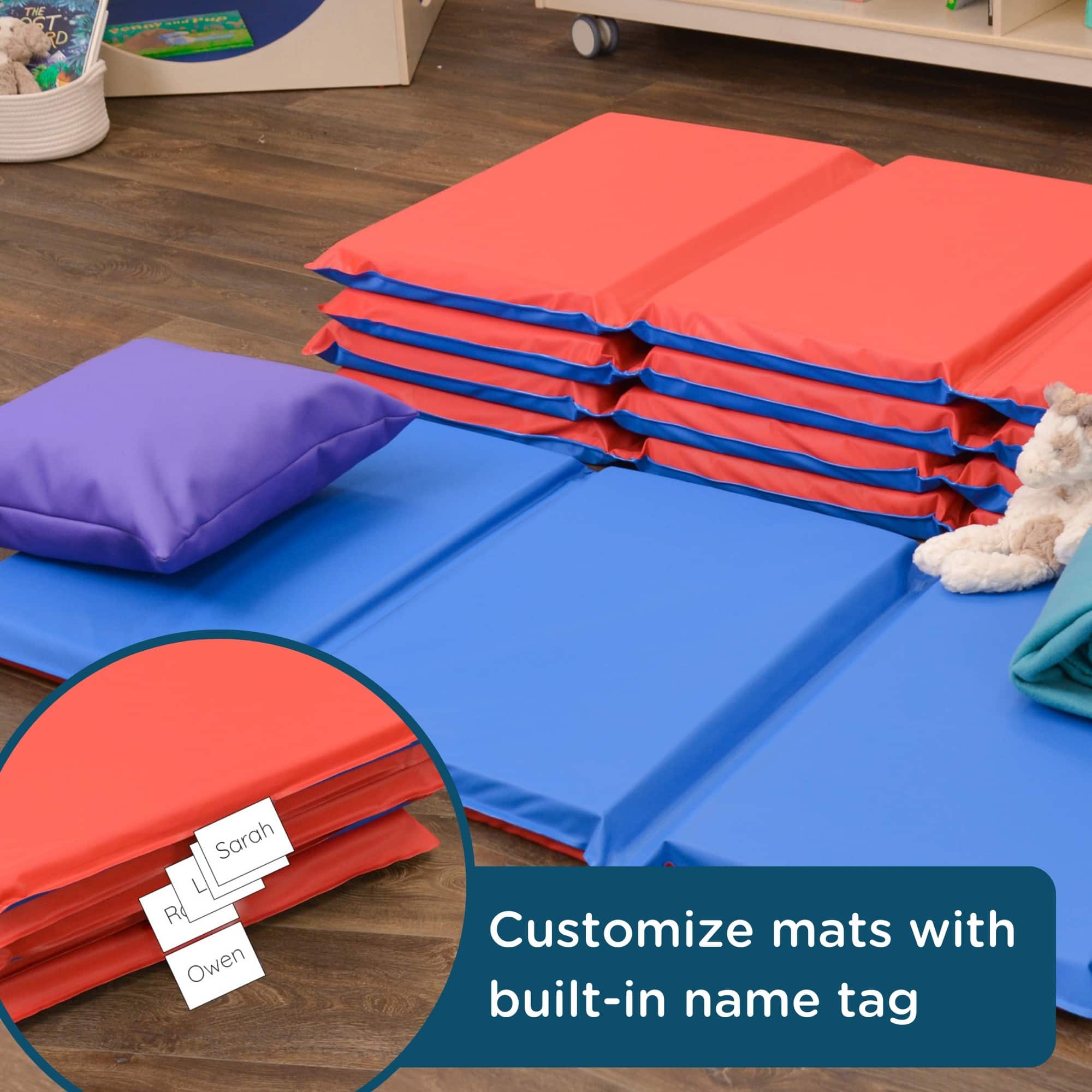 Children's Factory Red & Blue 4 Section Folding Rest Nap Mat