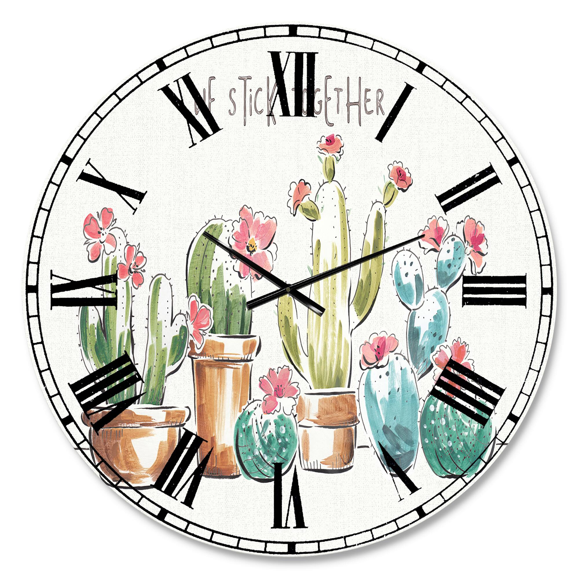 Designart 'Desert Botanical Bloom Iii Farmhouse Wall Clock
