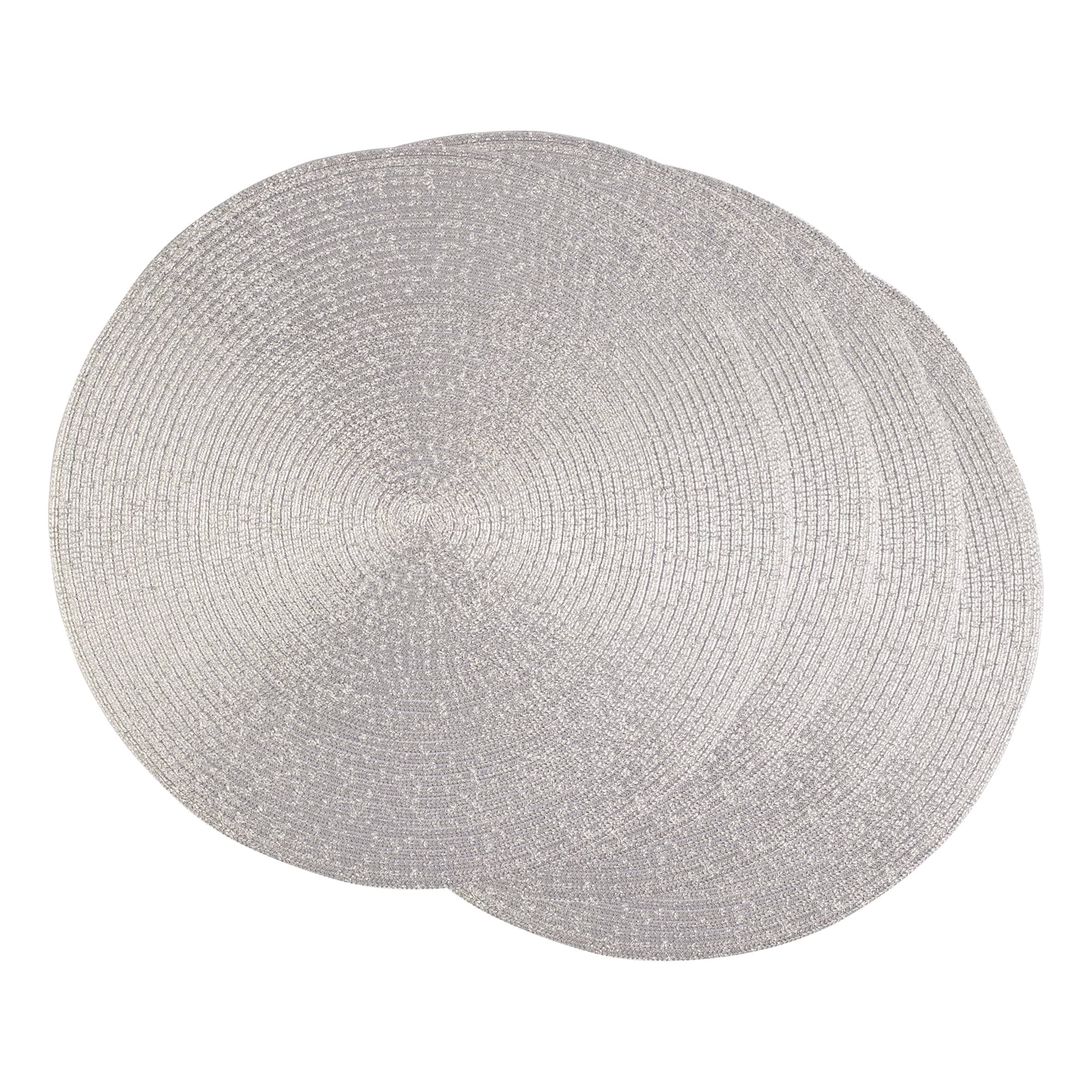 DII® Metallic Silver Round Polypropylene Woven Placemat (Set of 4)