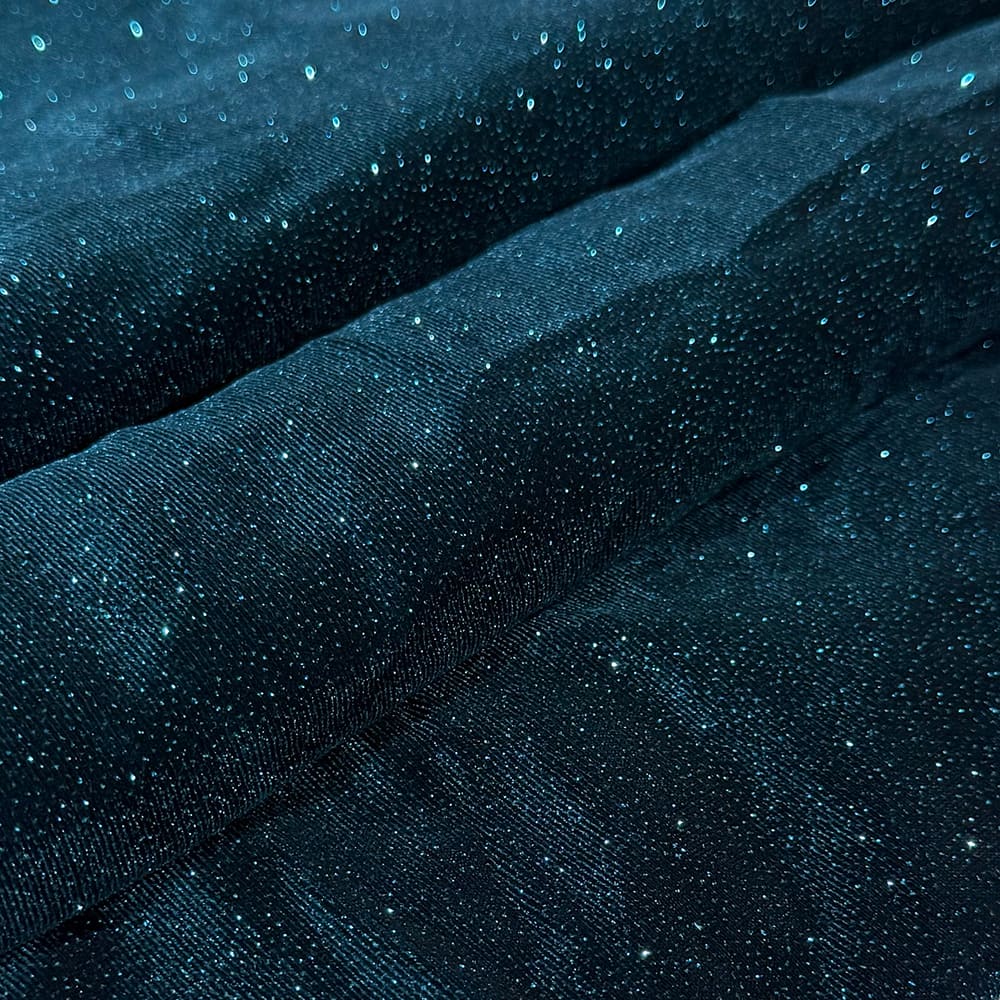 Feldman Emerald Sparkle Stretch Velvet Fabric