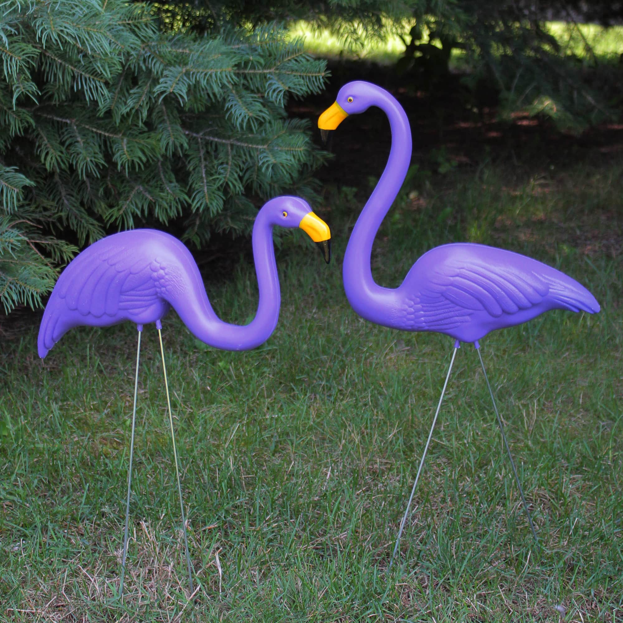 Tropical Purple Flamingo Outdoor Lawn Stakes, 2ct.