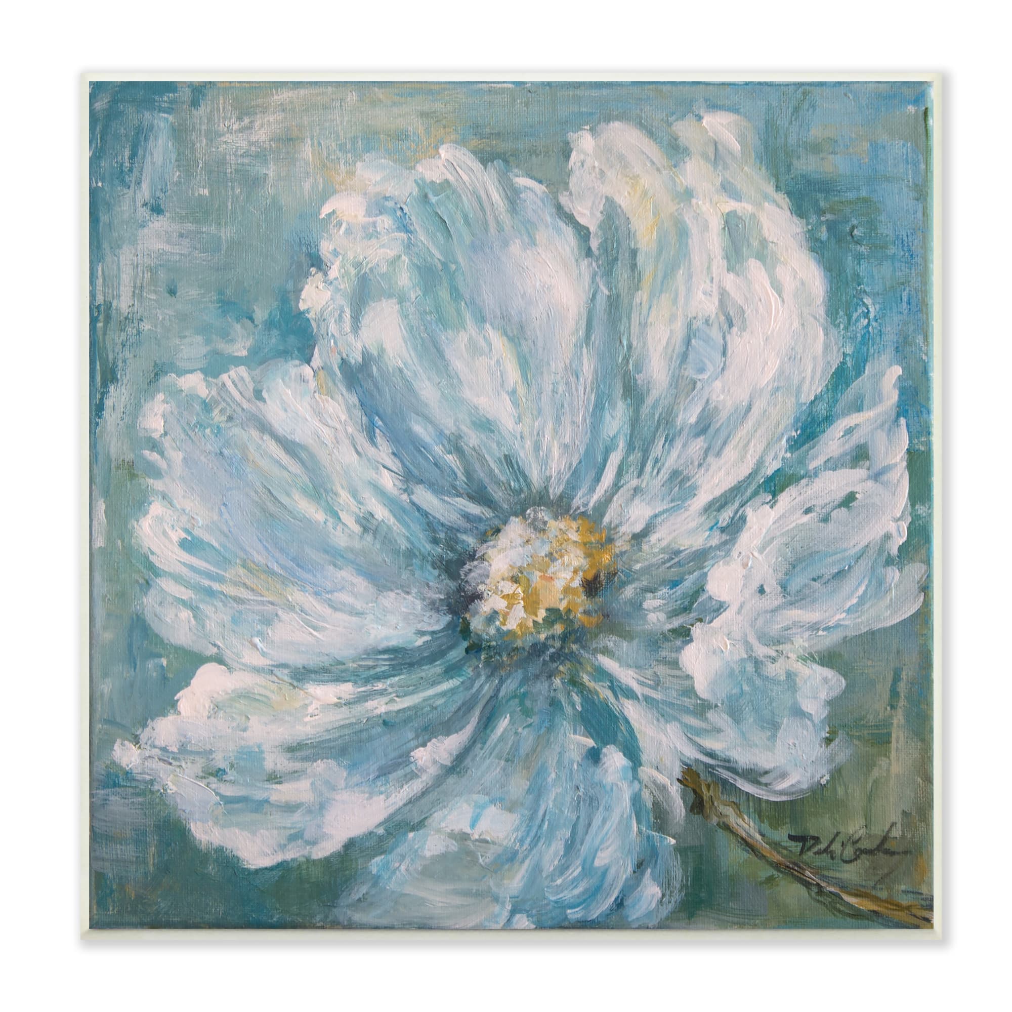 Stupell Industries Blue Flower Bloom Abstract Petal Texture Traditional Painting,12" x 12"