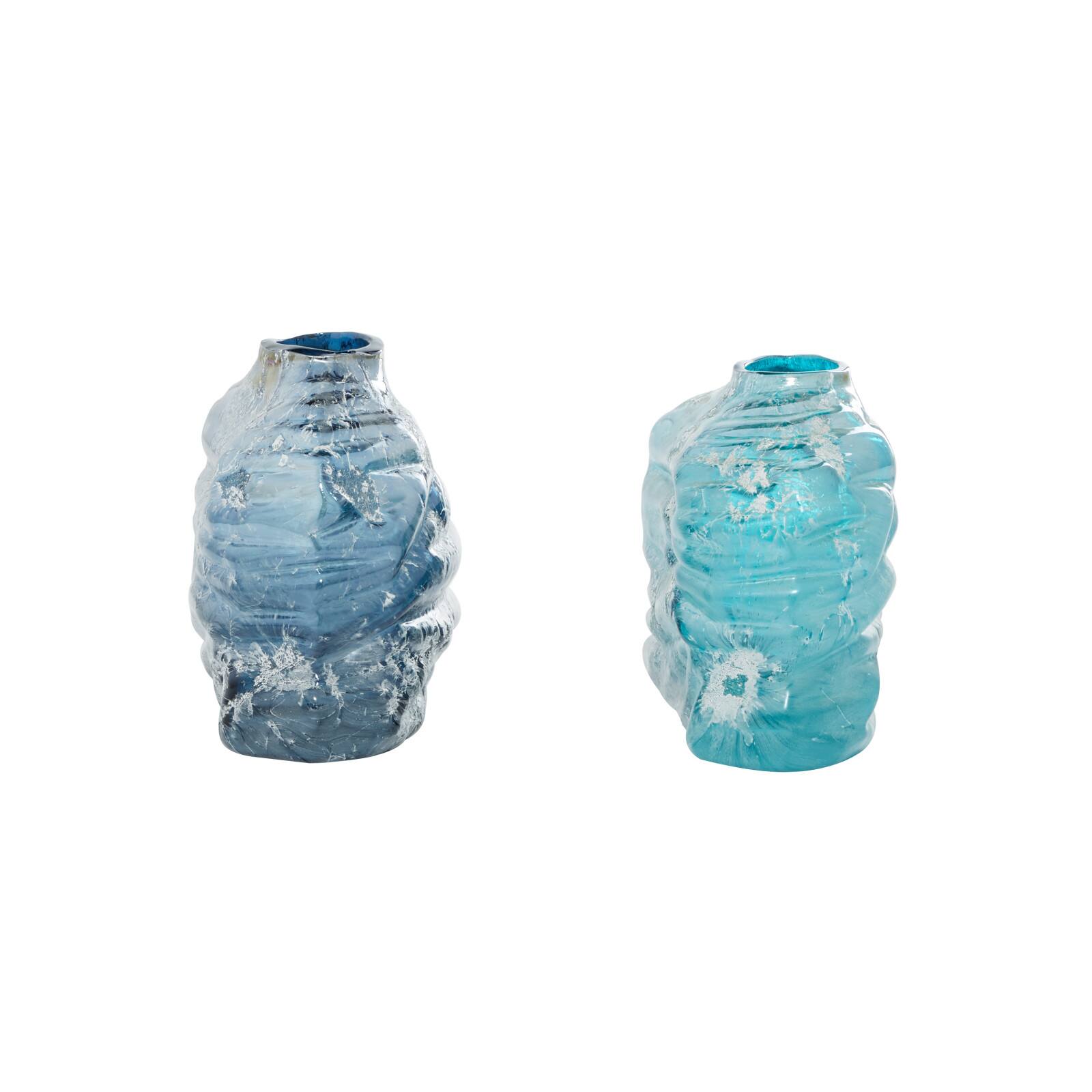 Blue Contemporary Glass Vase Set