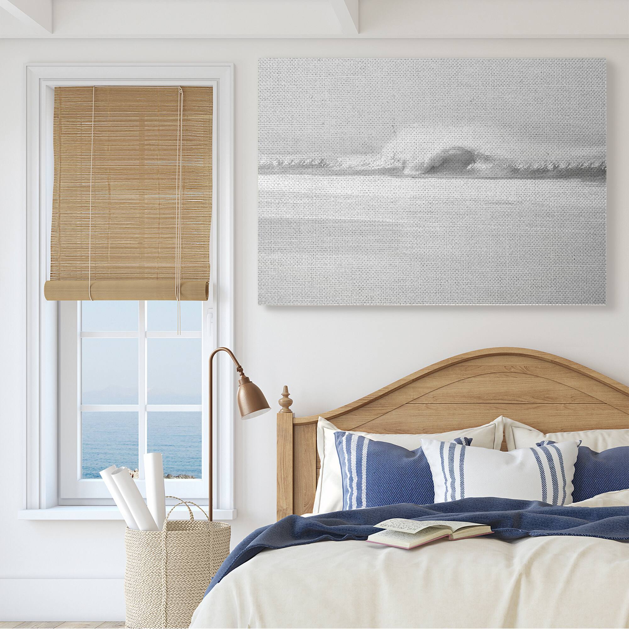 Stupell Industries Waves Crashing onto Beach Black and White Canvas Wall Art