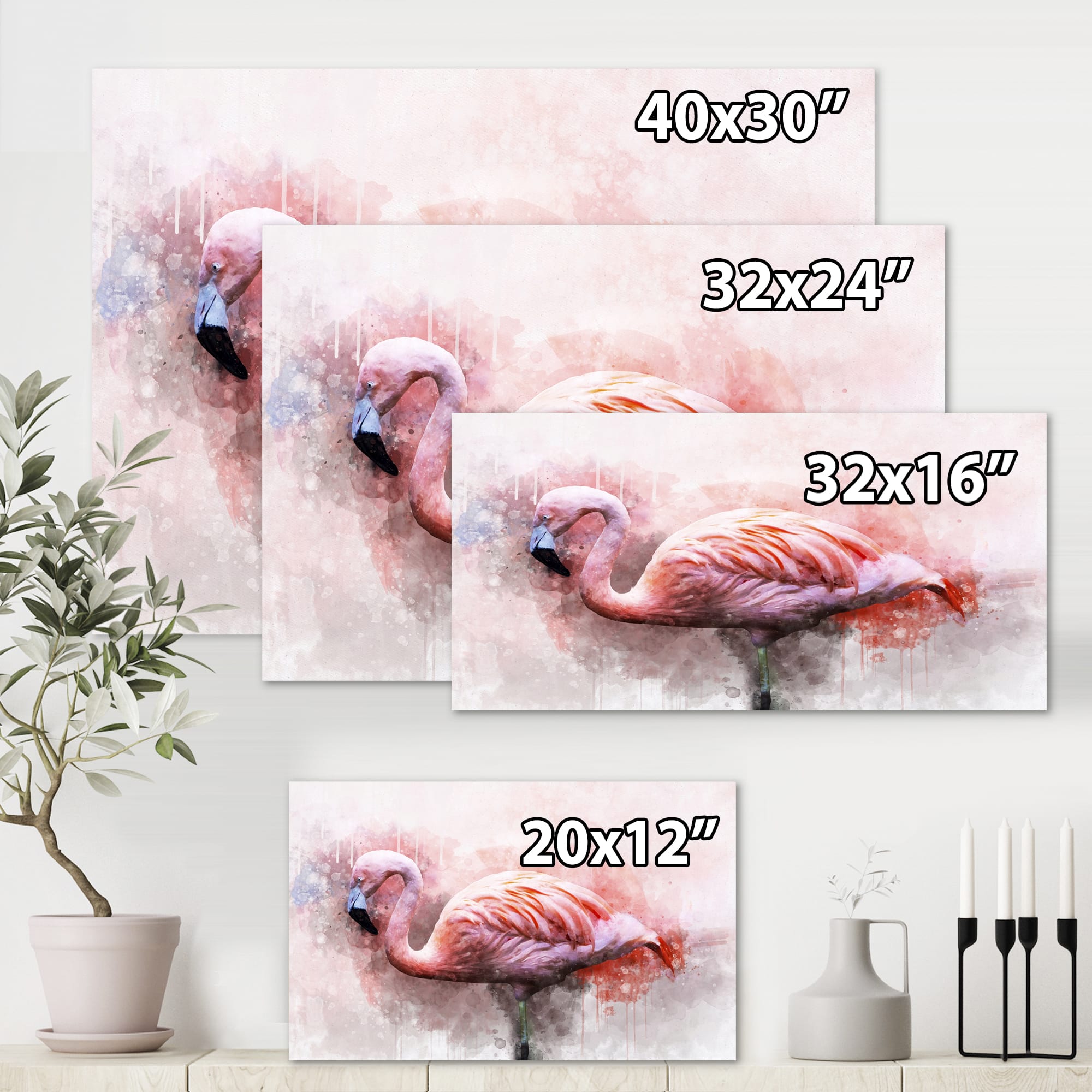 Designart - Portrait of Pink Flamingo V - Farmhouse Canvas Wall Art Print