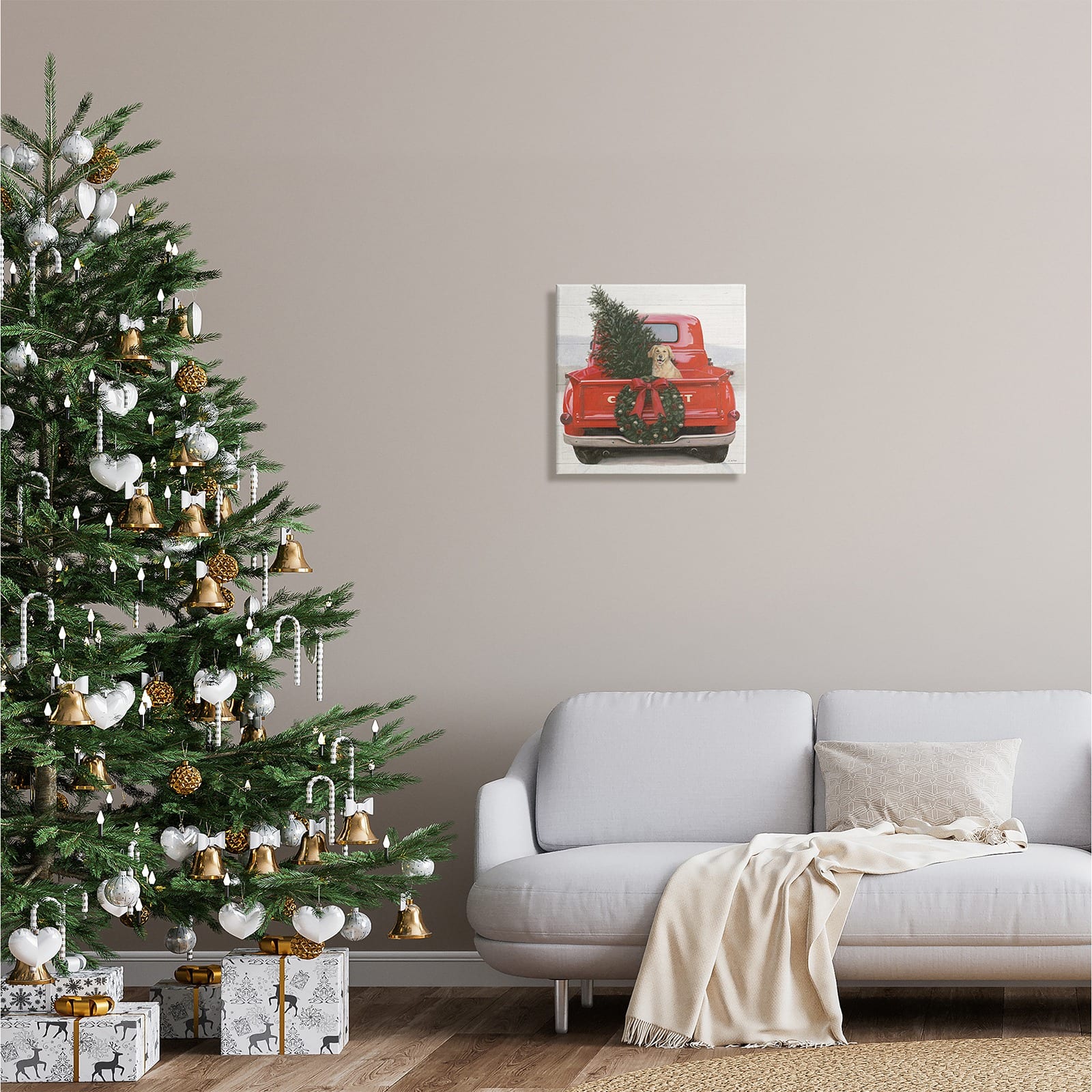 Stupell Industries Festive Dog in Truck Canvas Wall Art
