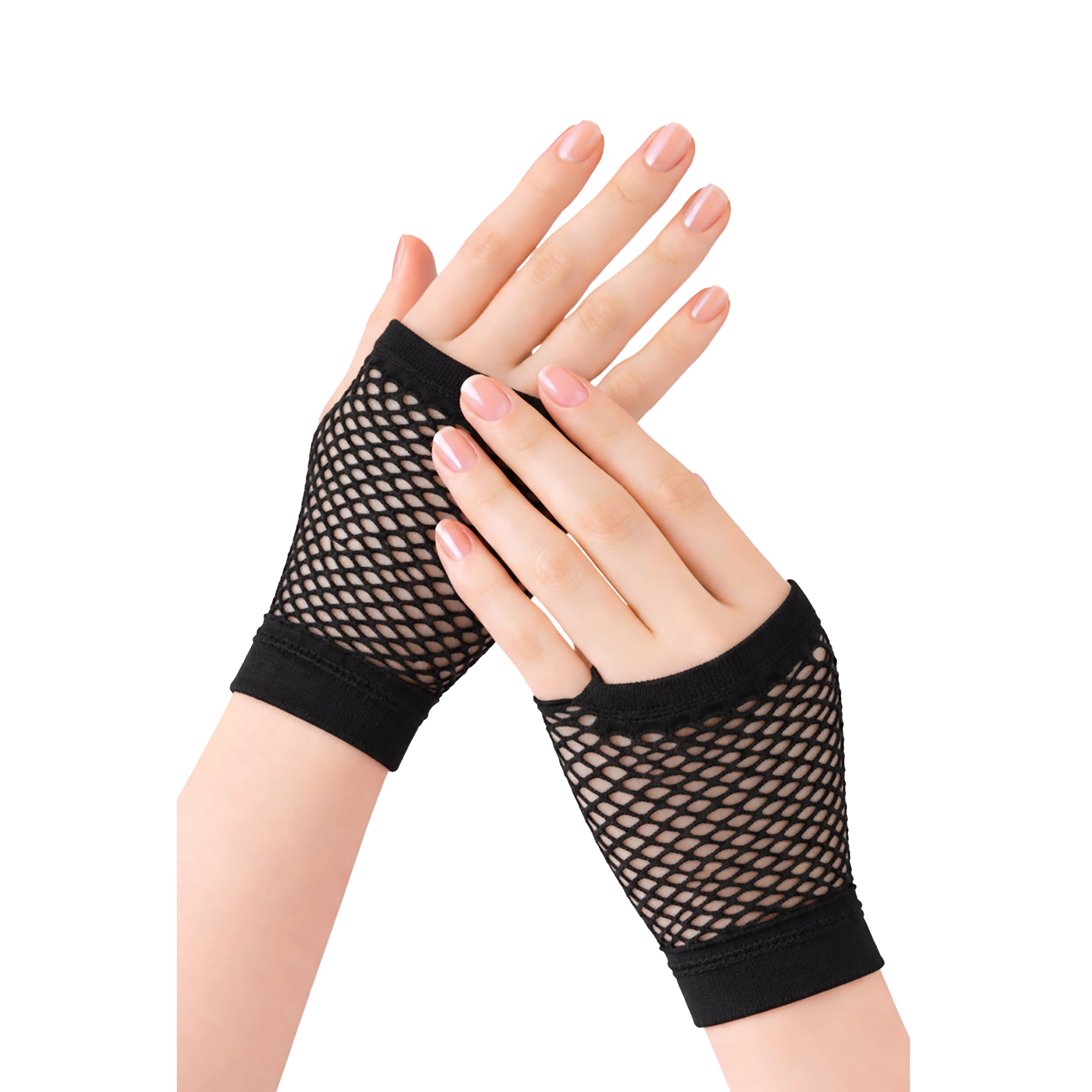 Adult Fingerless Costume Fishnet Gloves
