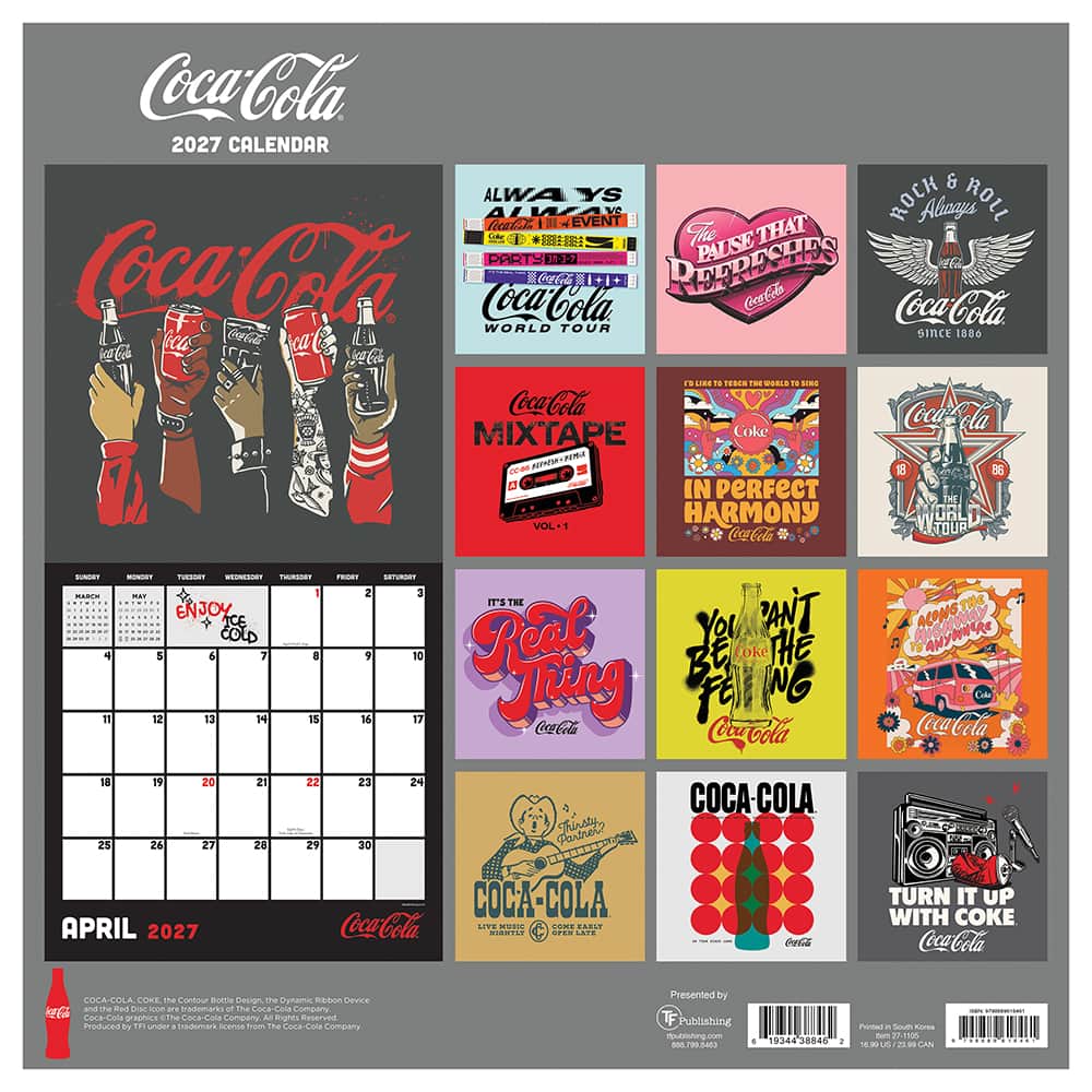 2027 Coca-Cola Red Mixtape Wall Calendar