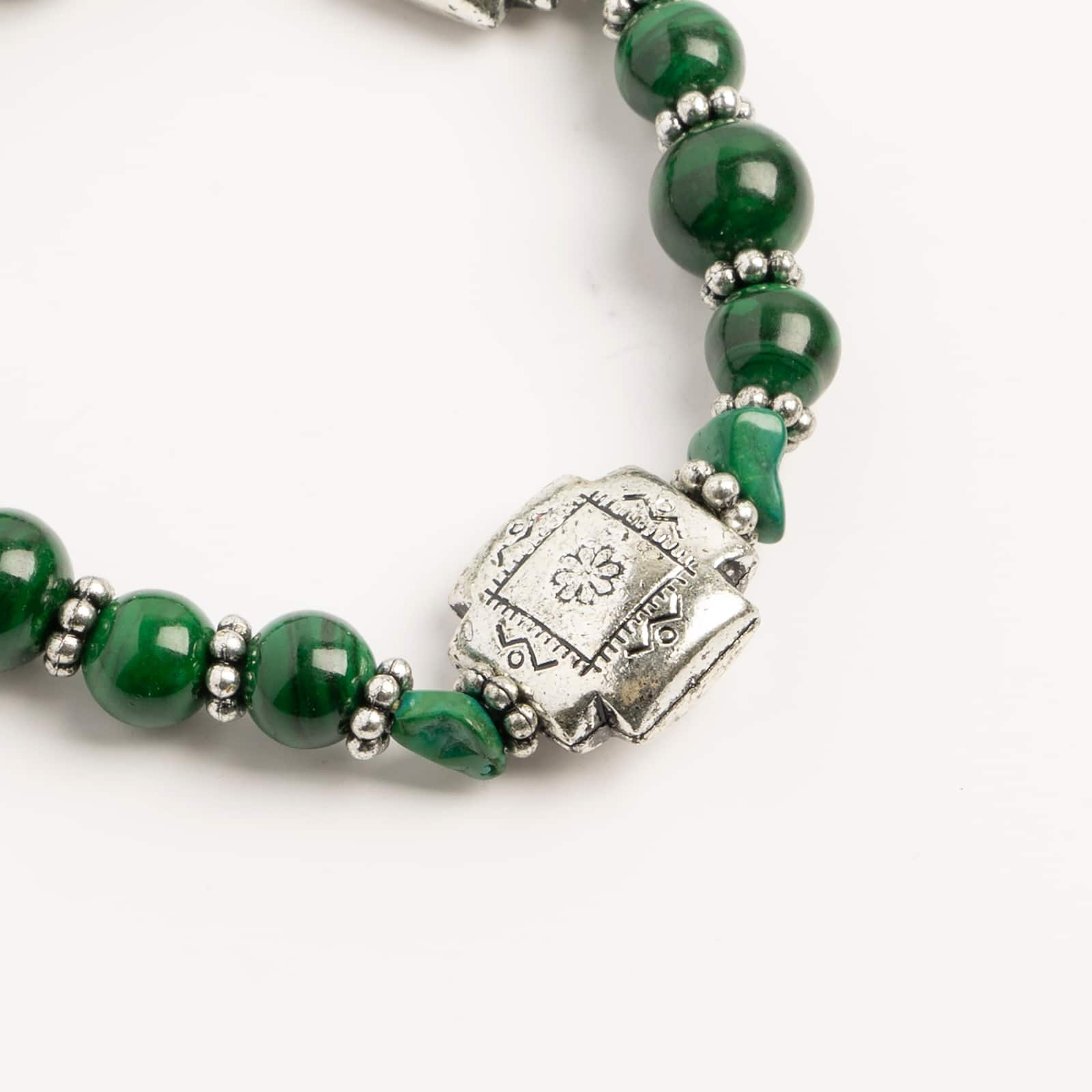 John Bead Malachite No.99 Natural Stone Stretch Bracelet
