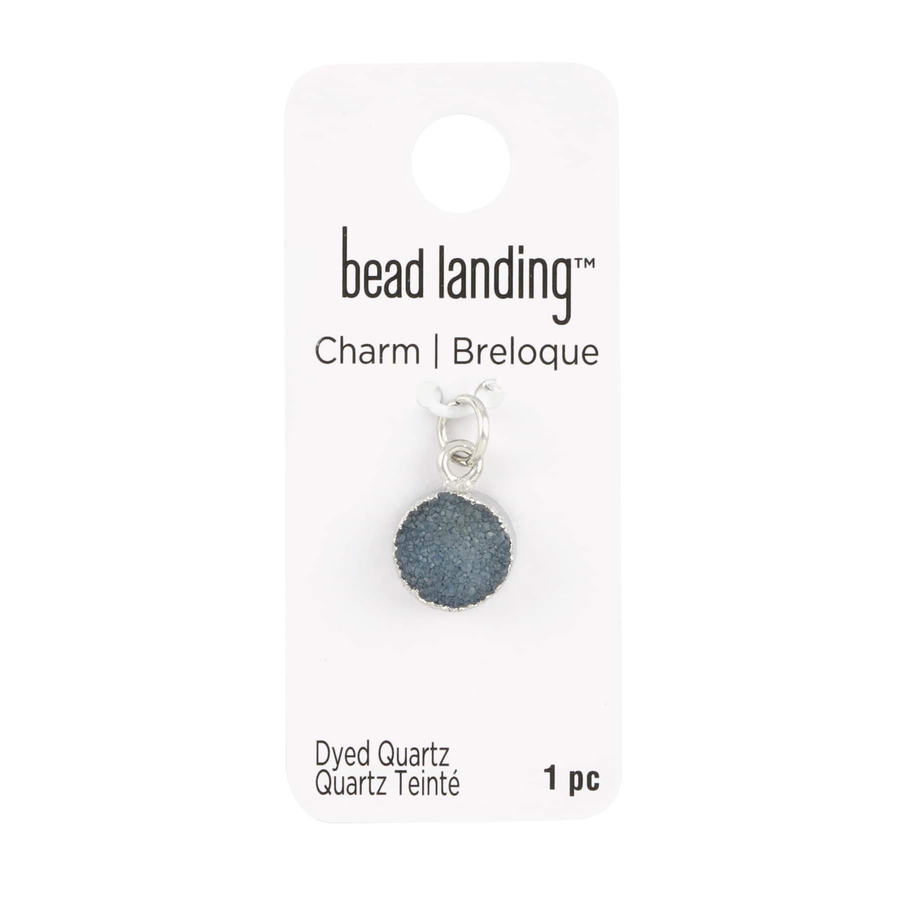 Round Blue Dyed Quartz Charm by Bead Landing™