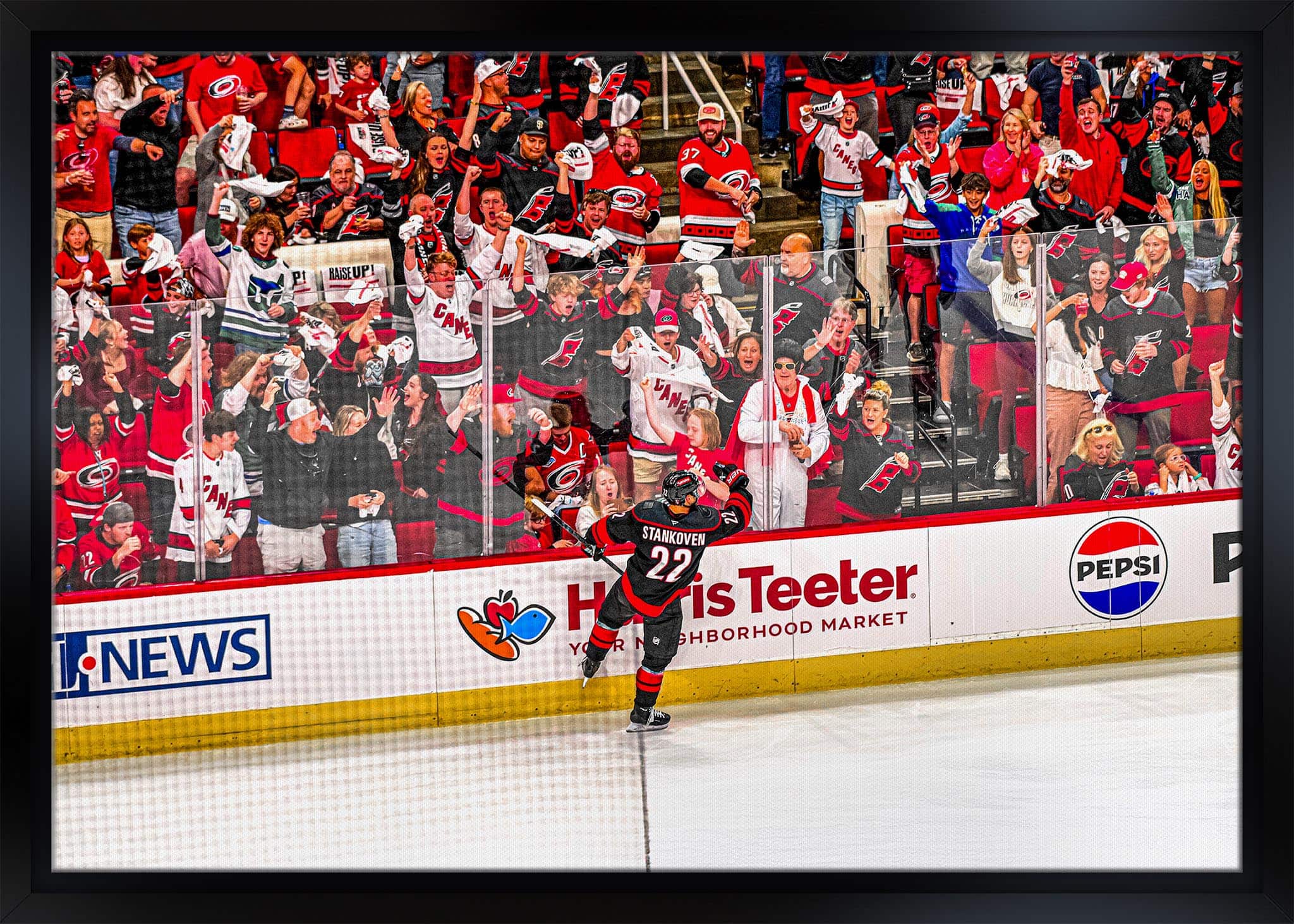 Logan Stankoven 20" x 29" Framed Canvas Hurricanes 2025 Playoffs 31.5" x 22.5"