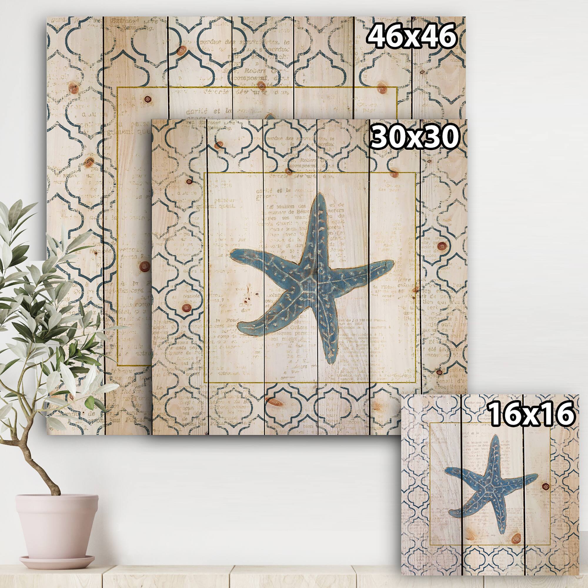 Designart - Navy Starfish with Gold