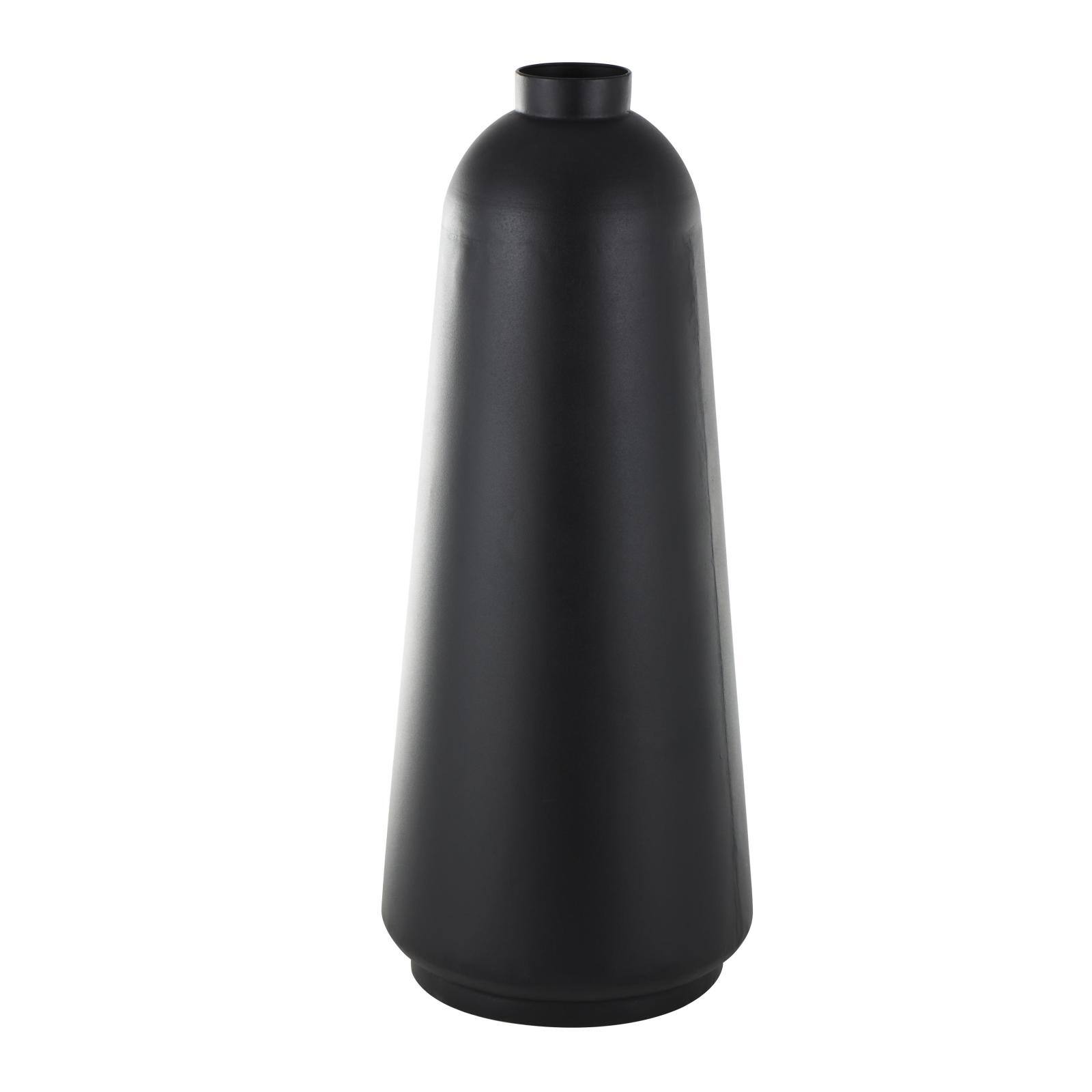 Black Metal Vase with Narrow Opening