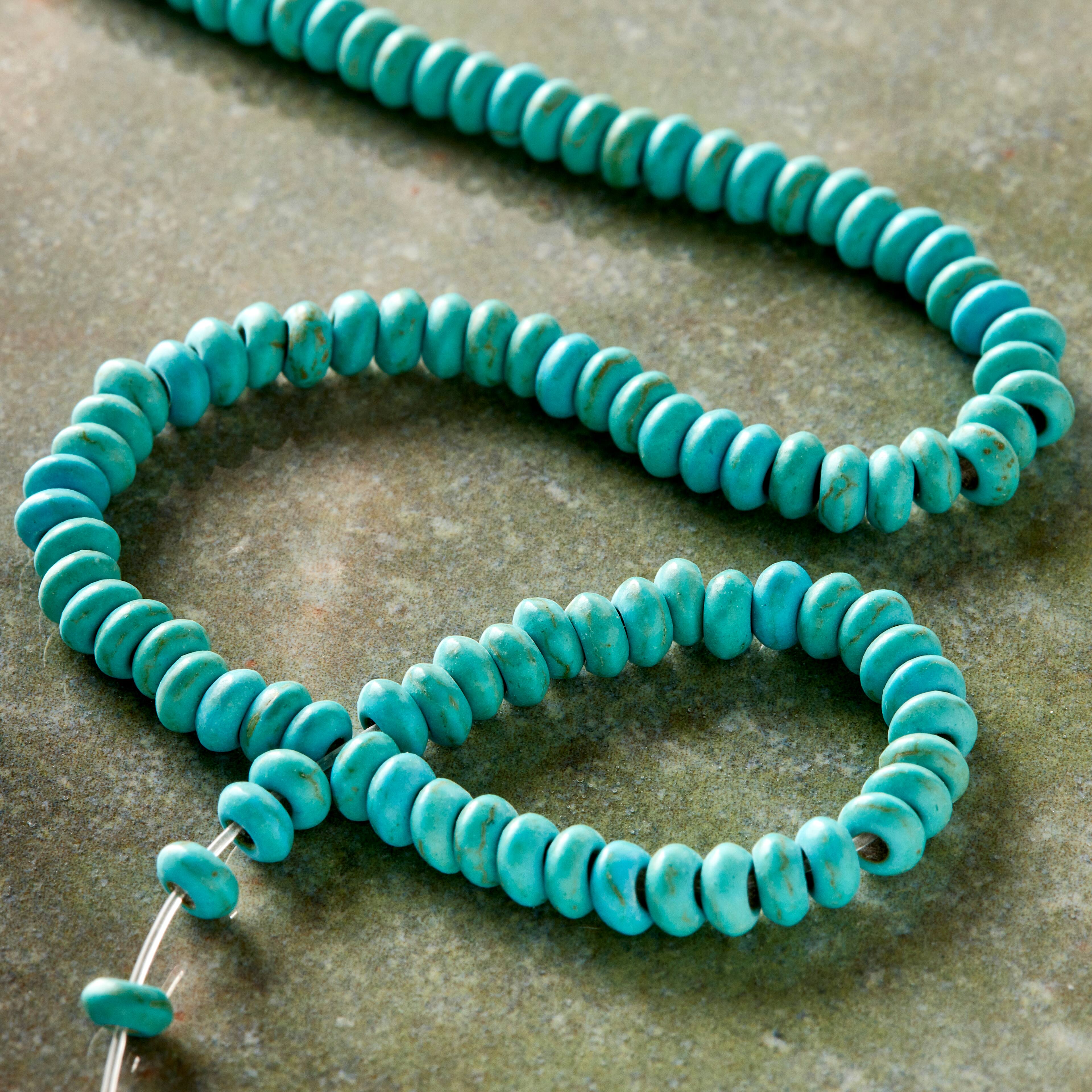 Turquoise Dyed Reconstituted Stone Rondelle Beads, 4mm by Bead Landing™