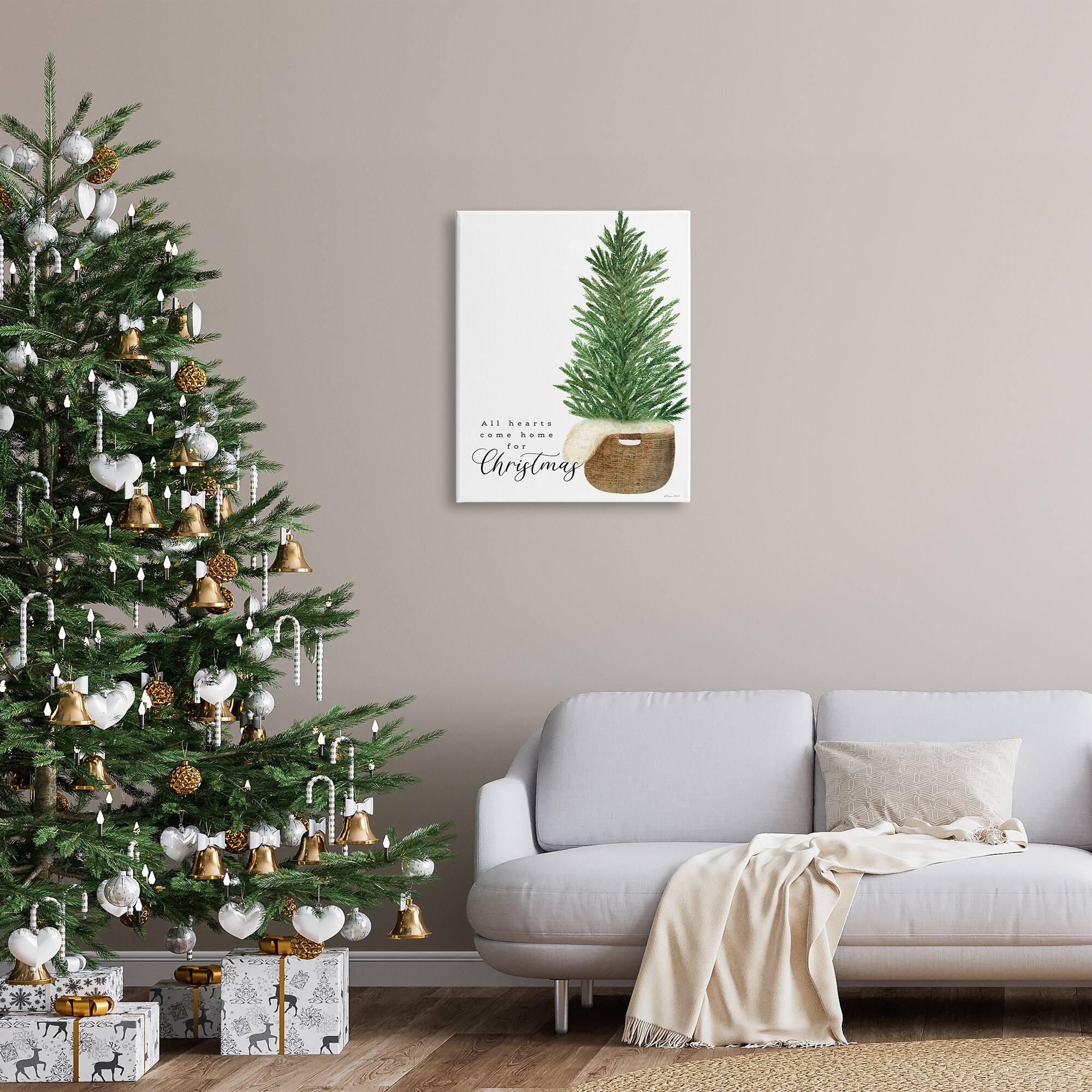 Stupell Industries All Hearts Home For Christmas Phrase Canvas Wall Art