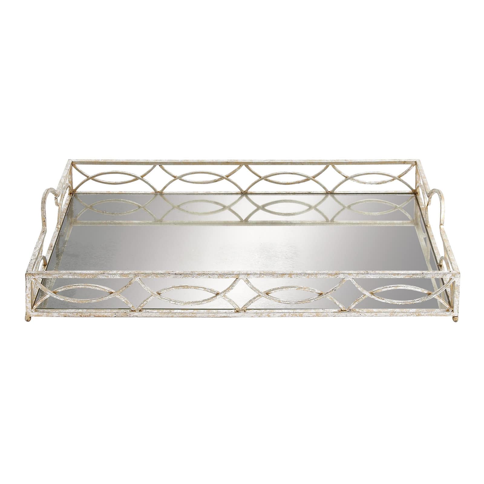 25'' Silver Metal Glam Tray