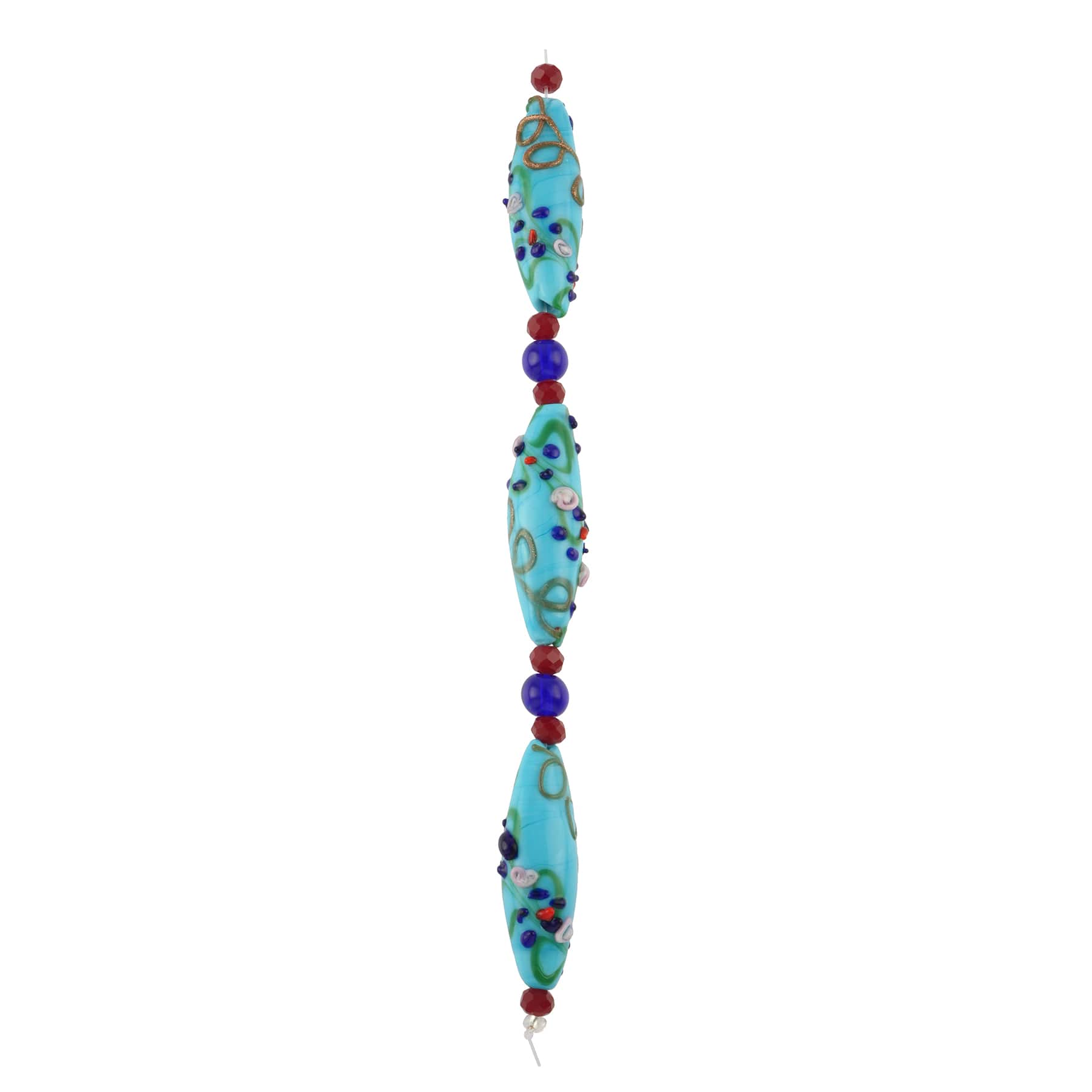 Blue Lampwork Glass Oval Bead Mix by Bead Landing™